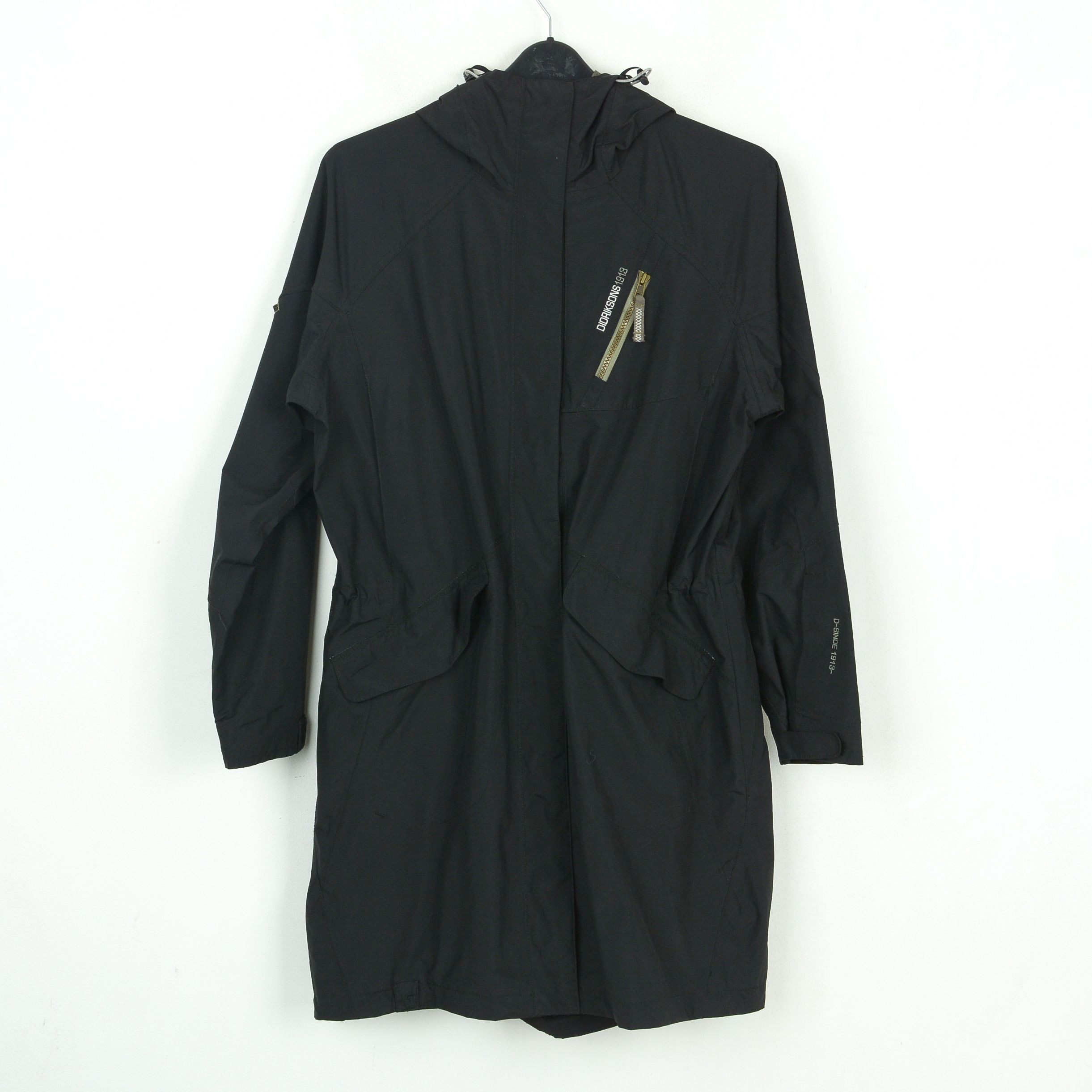 image of Didriksons M Parka Raincoat Coat Jacket Hooded Mid-Long in Black, Women's (Size Medium)