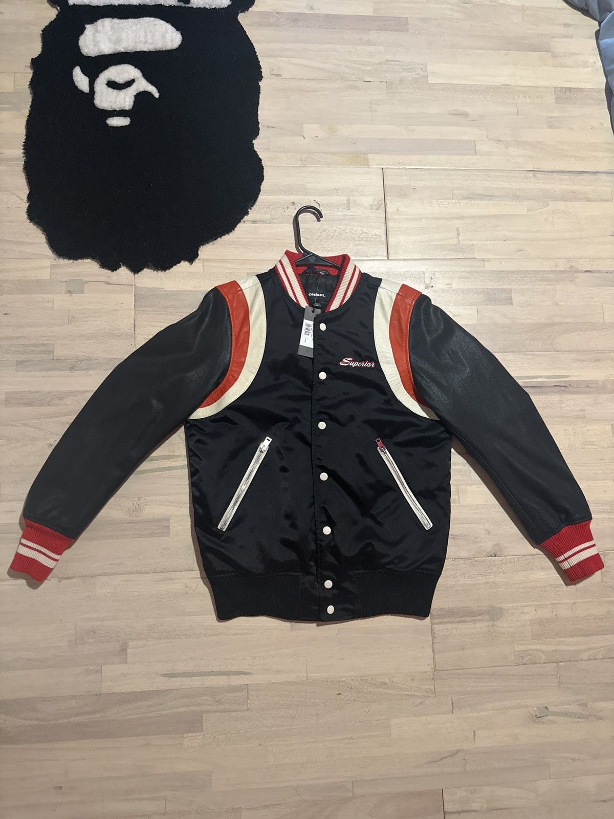 image of Diesel Varsity Jacket in Black, Men's (Size Small)