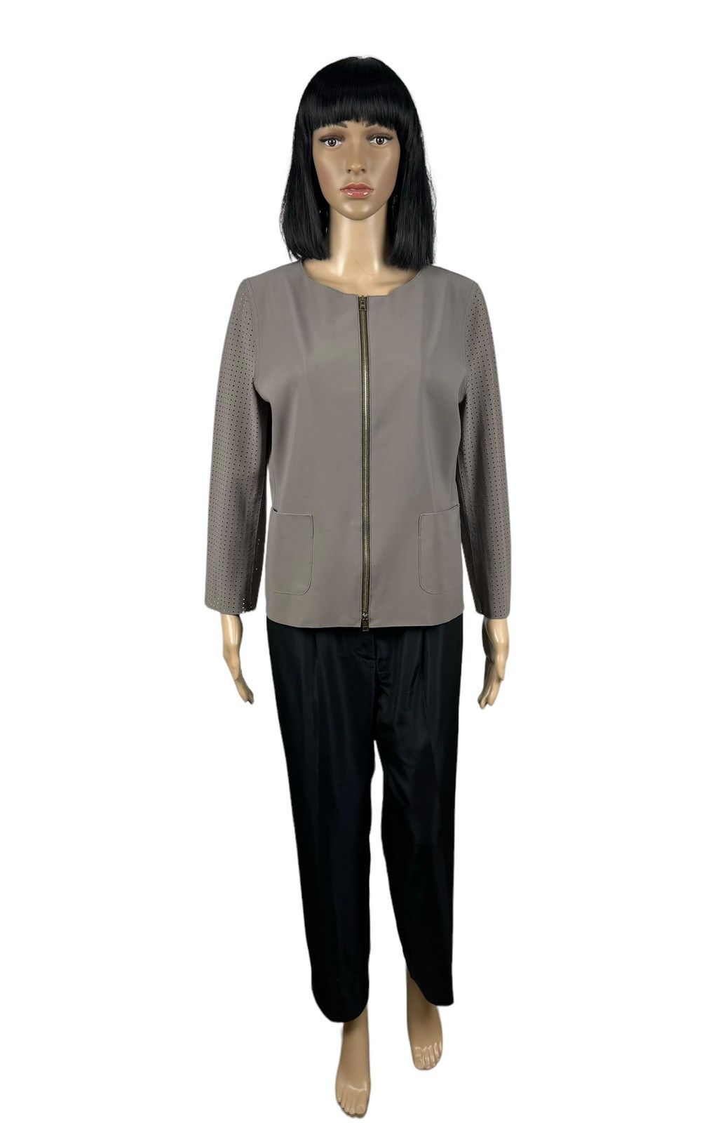 Herno HERNO Round Neck Zip Gray Jacket Perforated Size 46 Size L / US 10 / IT 46 - 2 Thumbnail