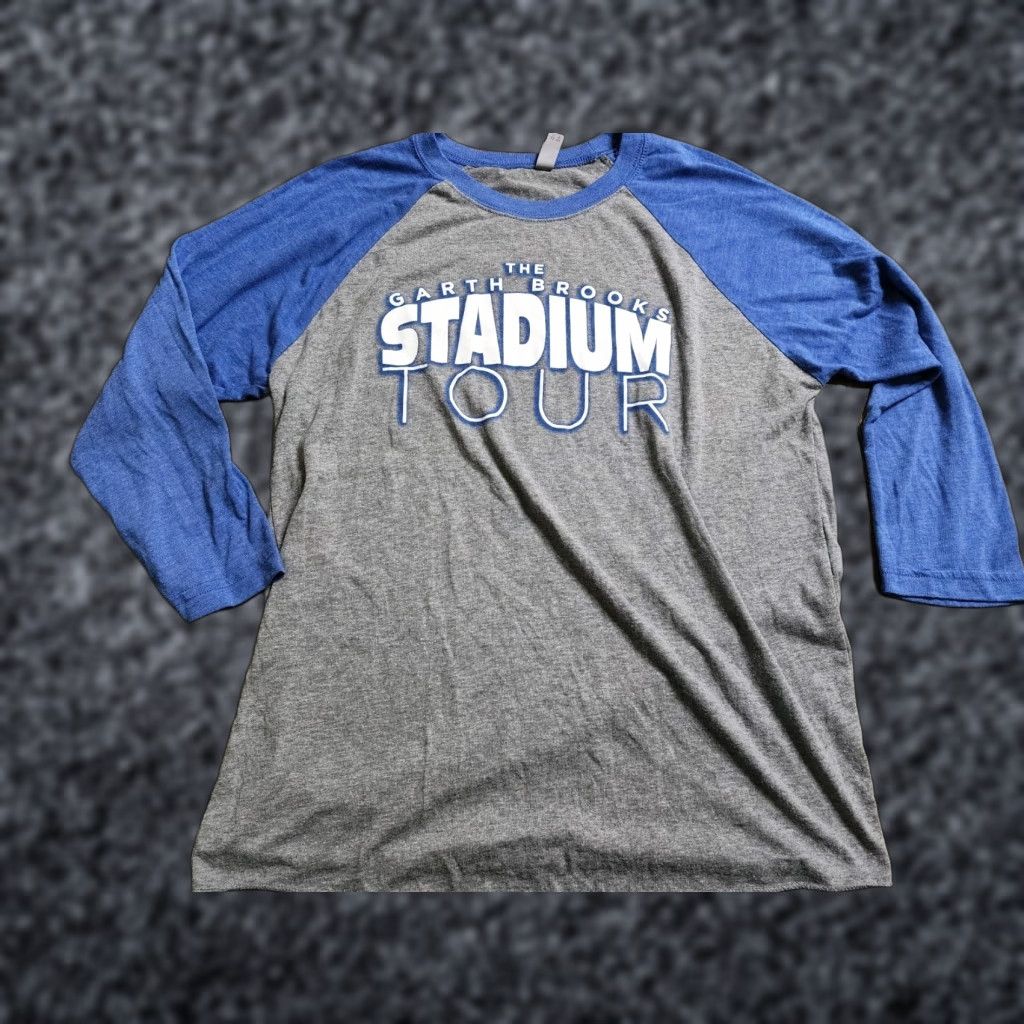 Next Level VINTAGE Garth Brooks Stadium Tour T-Shirt Unisex Adults Raglan 3/4 Sleeve Double-Sided Gray M Shirts Mens Size US M / EU 48-50 / 2 - 1 Thumbnail