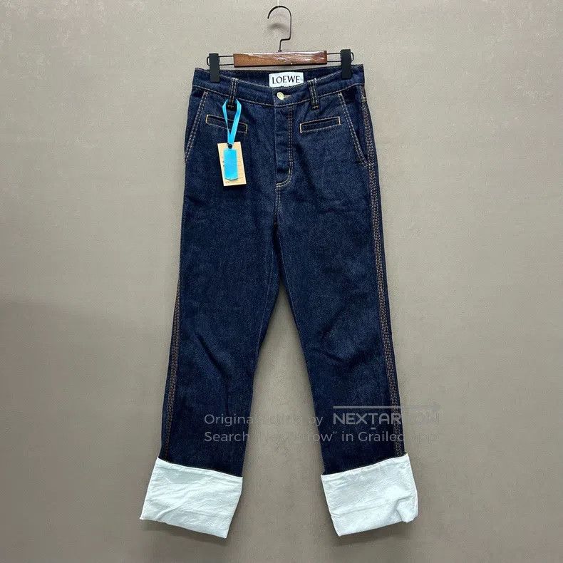 Loewe Loewe Black Leather Patch Logo Jeans Size 42" / US 20 - 1 Thumbnail