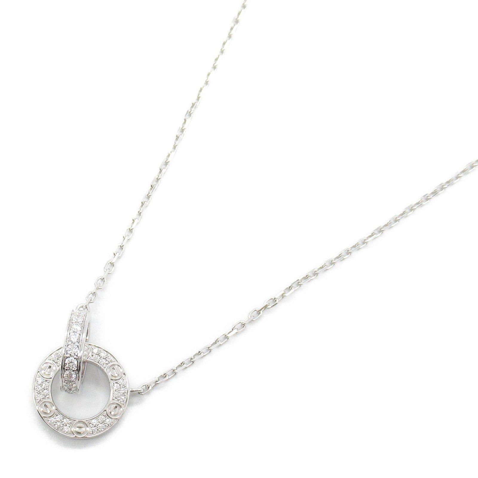 Cartier Cartier Love Circle Necklace Pave Diamond K18Wg (White Gold) Clear Size ONE SIZE - 1 Thumbnail