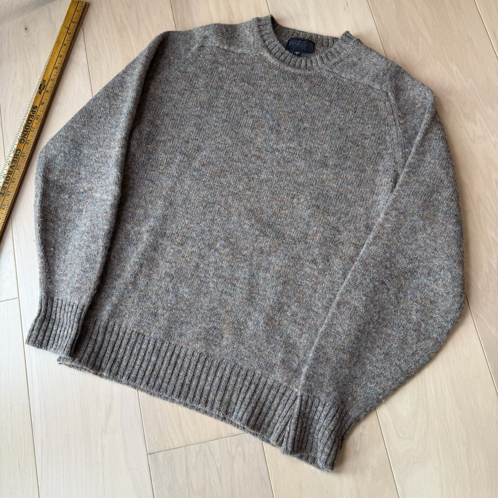 Lands' End Vintage Lands Row Cable Knit Wool Sweater M Brown Shetland Size US M / EU 48-50 / 2 - 9 Thumbnail