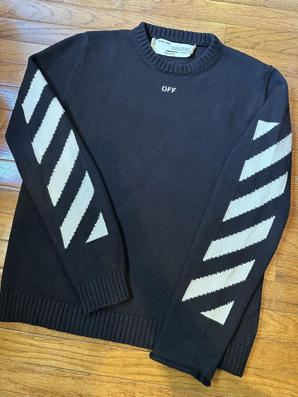 Off-White Virgil Era Off-White Distressed Knitted Sweater Size US L / EU 52-54 / 3 - 1 Thumbnail