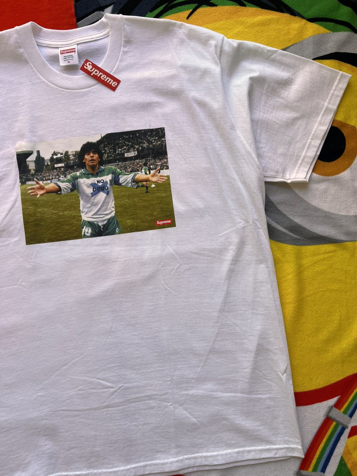 Supreme XL Supreme Maradona Tee white T-shirt football diego drugs Size US XL / EU 56 / 4 - 12 Thumbnail