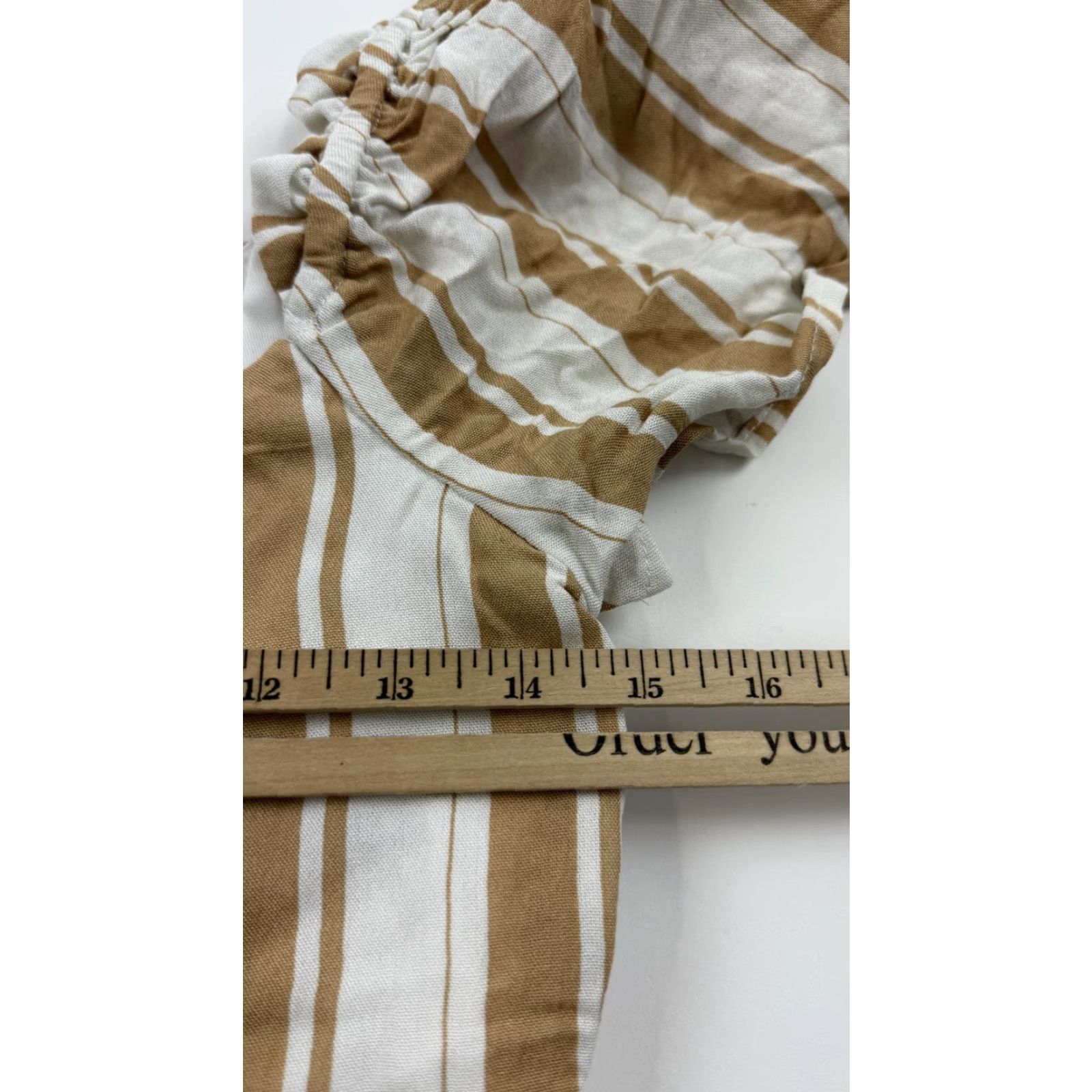Vintage Mi Ami Romper Womens Small Striped Puff Sleeve Tie Front Francescas NWT Size 28" / US 6 / IT 42 - 7 Thumbnail