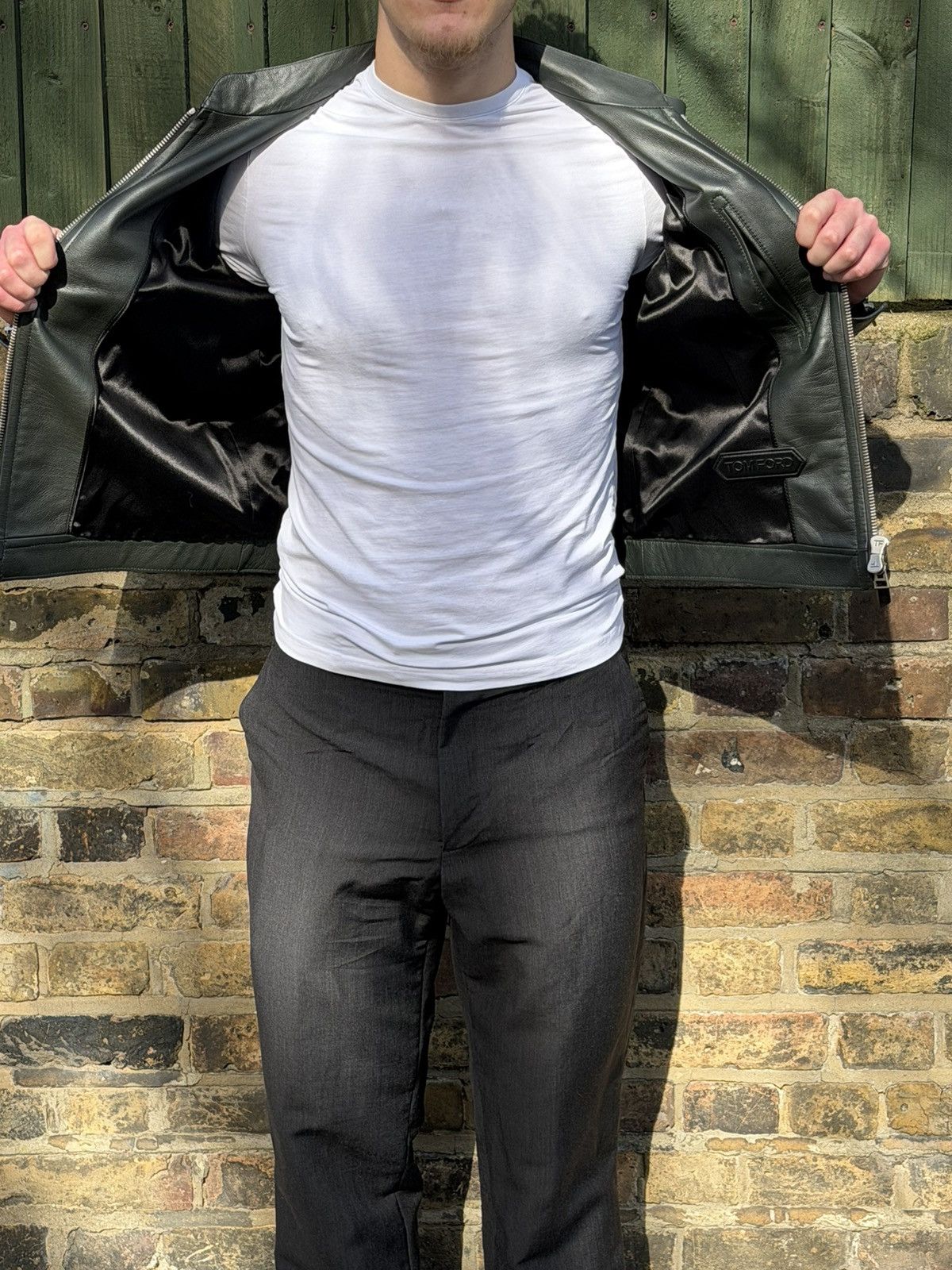 Tom Ford Tom Ford Dark Forest Calf Leather Café Racer Jacket Size US M / EU 48-50 / 2 - 5 Thumbnail