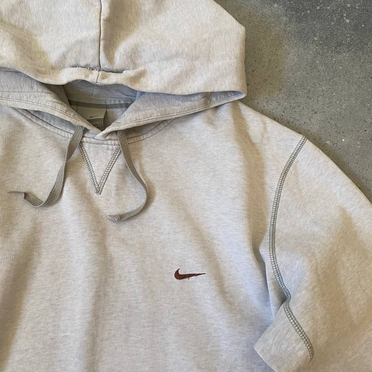 Nike × Vintage 90s Nike Vintage Swoosh Logo Hoodie (Drill/Gorpcore) Y2K Size US L / EU 52-54 / 3 - 6 Thumbnail