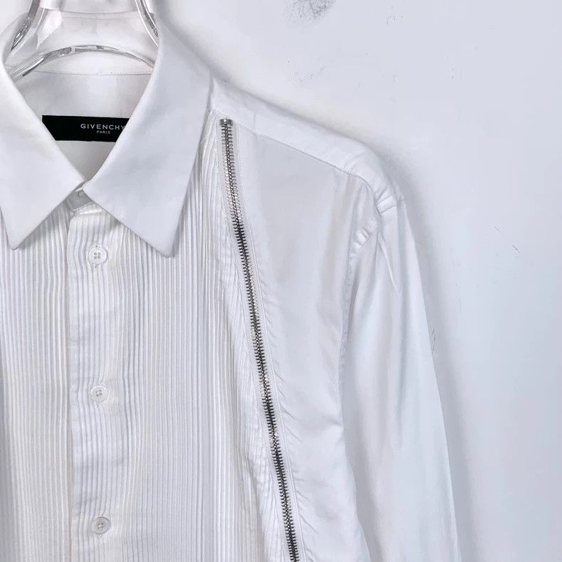 Givenchy Givenchy Size39 White Diagonal Zip Cotton Collar Single Bre Size US M / EU 48-50 / 2 - 3 Thumbnail