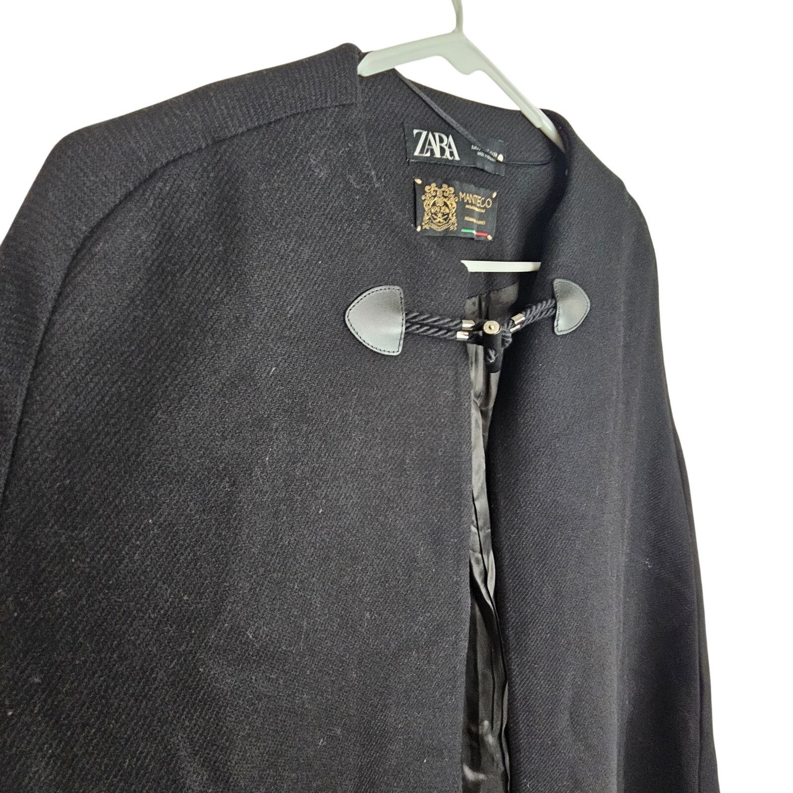 Zara ZARA Manteco Wool Cape Poncho Coat Women XS Black Size XS / US 0-2 / IT 36-38 - 5 Thumbnail