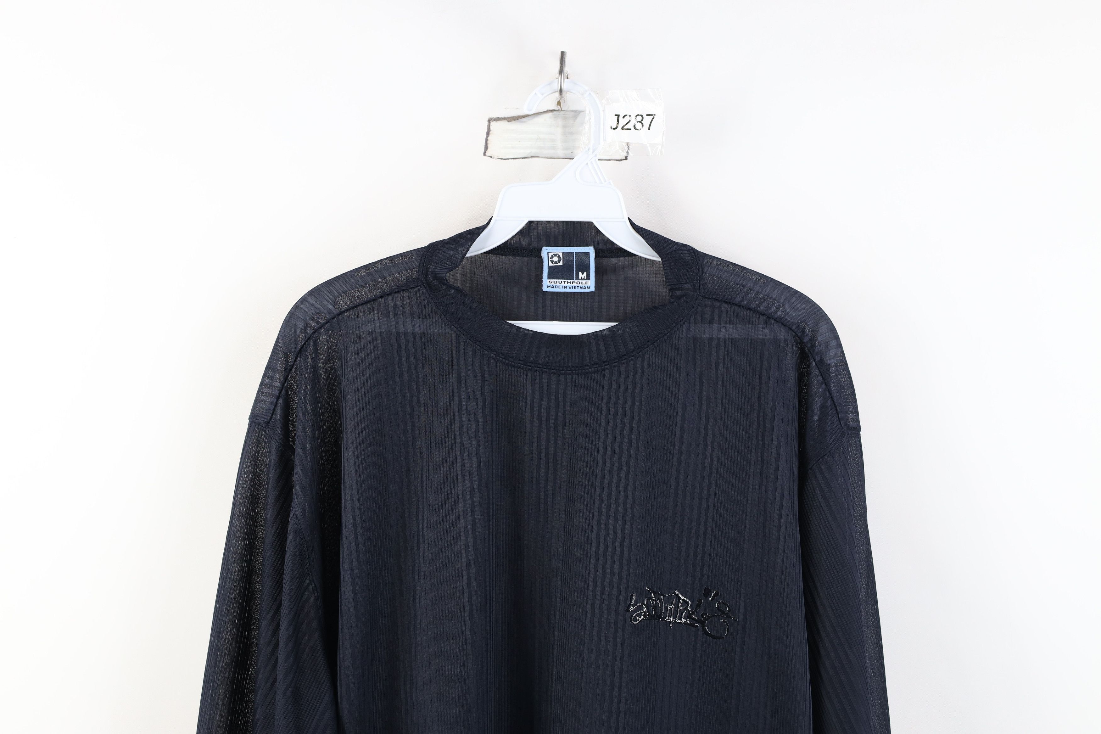 Southpole Vintage 90s Y2K Southpole Sheer Knit T-Shirt Navy Blue Size US M / EU 48-50 / 2 - 2 Thumbnail