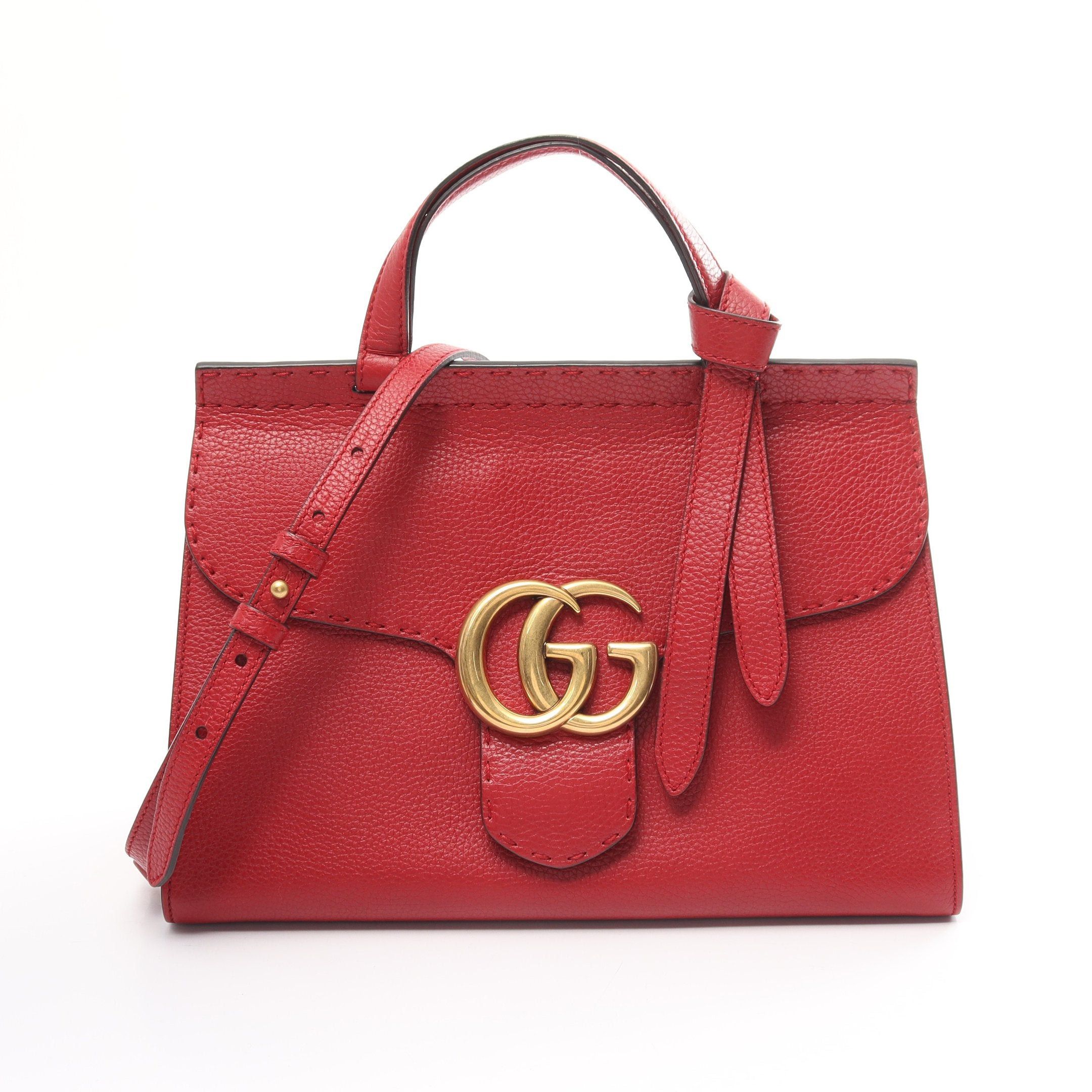 image of Gucci Gg Marmont Handbag Leather Red 2Way, Women's