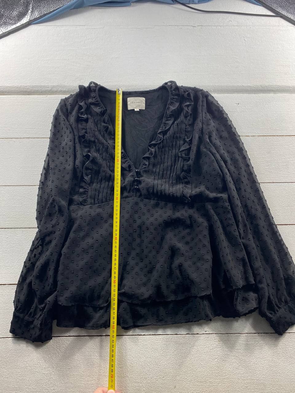 Sezane Sezane Black Ruffle Blouse Size S / US 4 / IT 40 - 8 Thumbnail