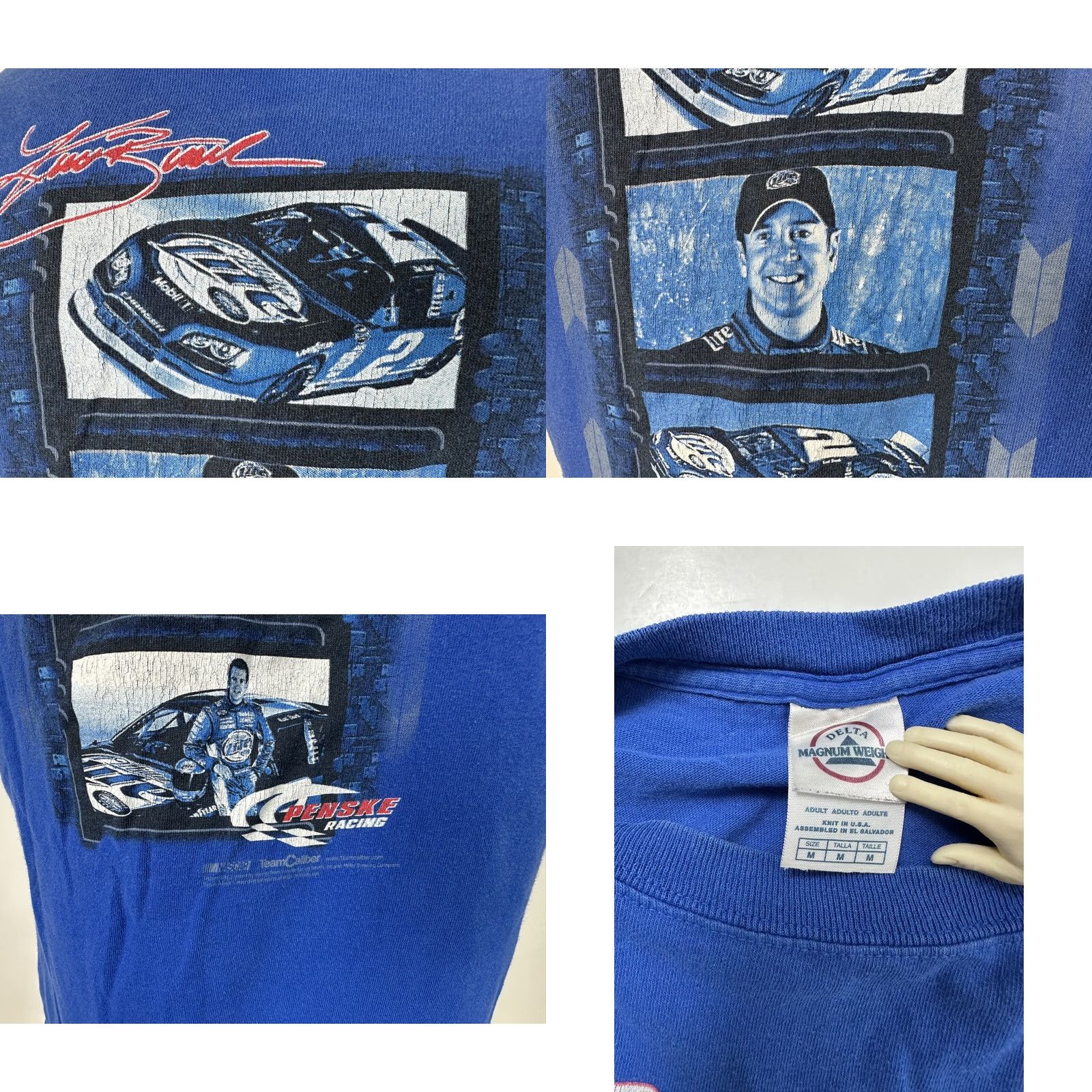 Delta Penske Racing Shirt M Kurt Busch NASCAR Auto Racing Miller Lite Vintage Blue Shirt Adult Medium Blue NASCAR Shirt Mens Size US M / EU 48-50 / 2 - 8 Thumbnail