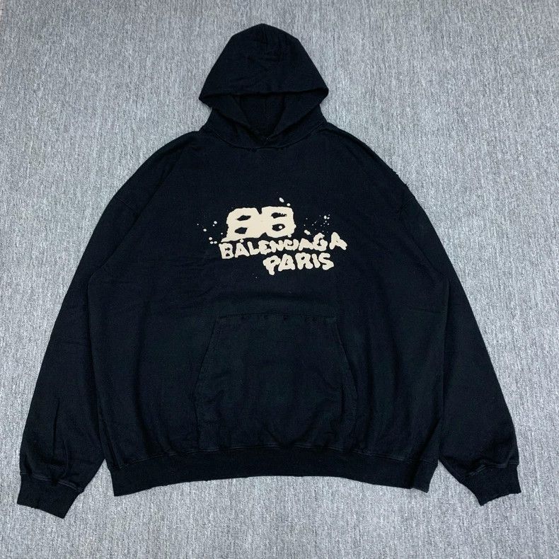 Balenciaga Balenciaga Black Graffiti Splashes Ink to Destroy Hoodie H Size US M / EU 48-50 / 2 - 1 Thumbnail
