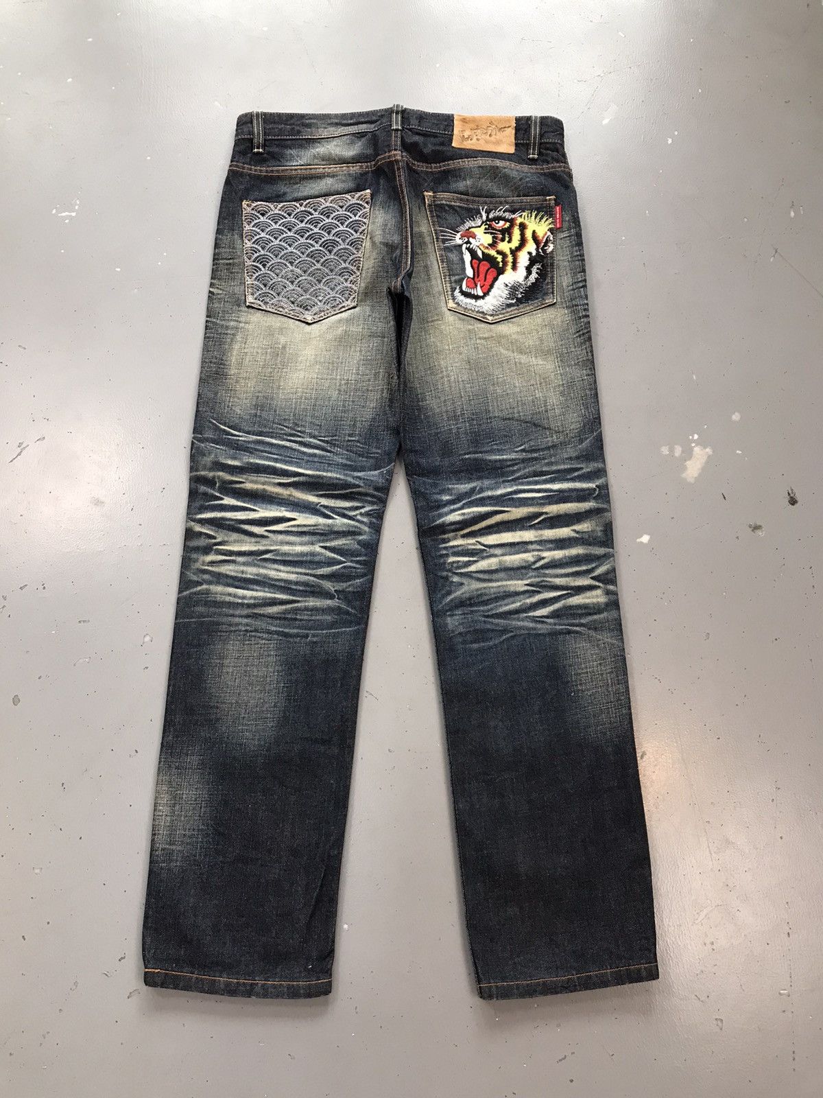 Vintage Vintage Nippon blue lion embroidered denim Size US 35 - 1 Thumbnail