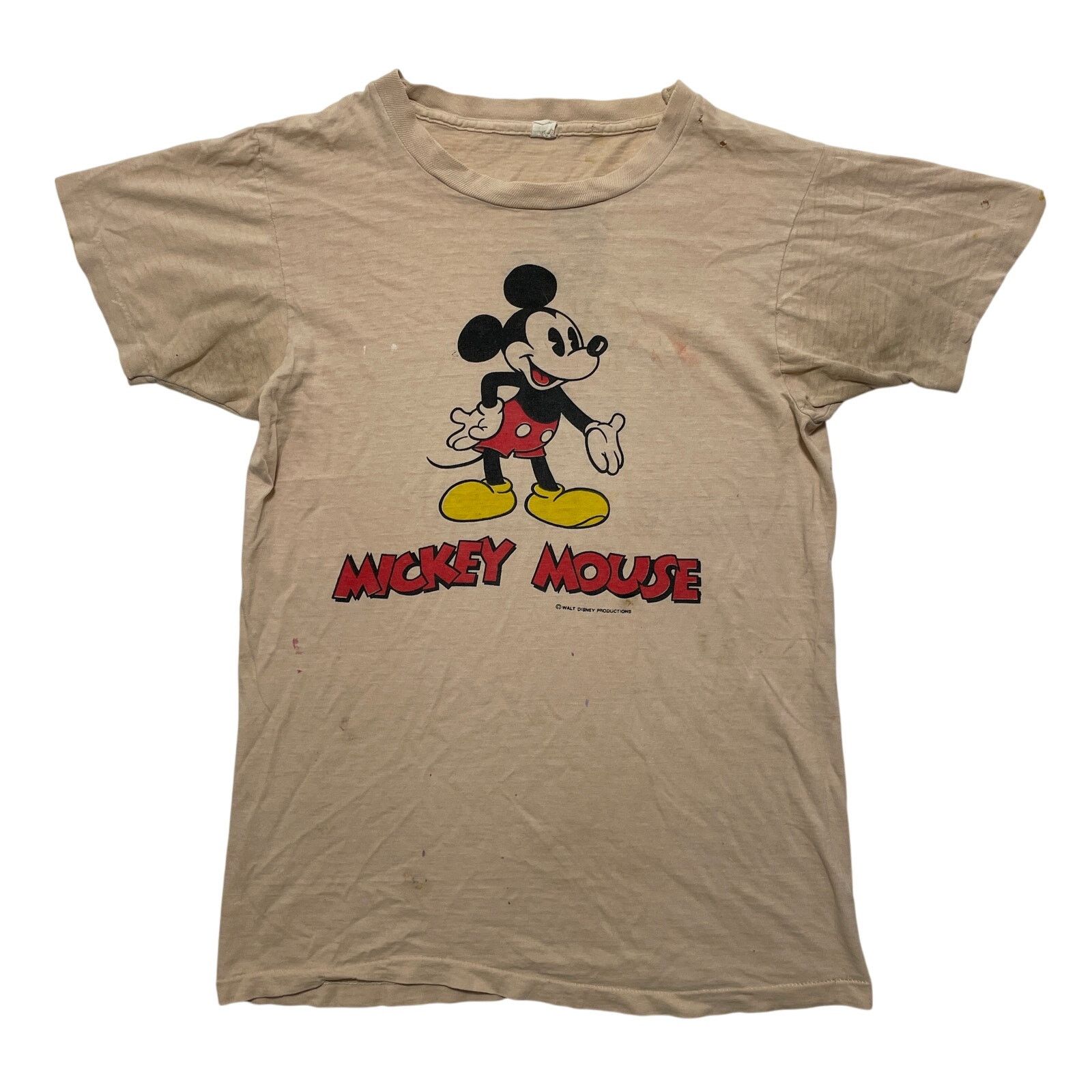 Hanes VTG 70's Mickey Mouse Tan Double Sided Graphic T-Shirt S Size US L / EU 52-54 / 3 - 1 Thumbnail