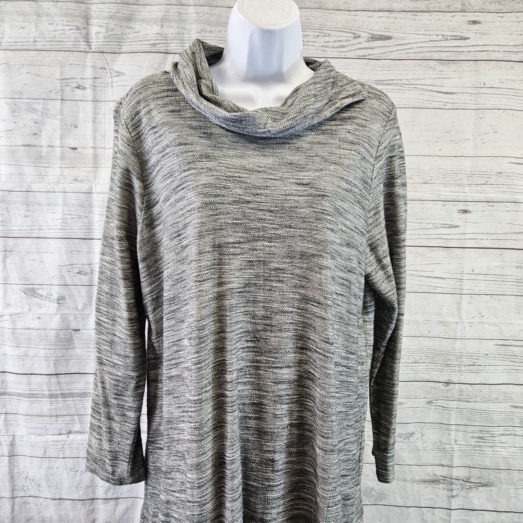 J. Jill VINTAGE Pure Jill Womens Knit Dress Sz Medium Petite Gray Long Sleeve Cotton Size M / US 6-8 / IT 42-44 - 2 Thumbnail