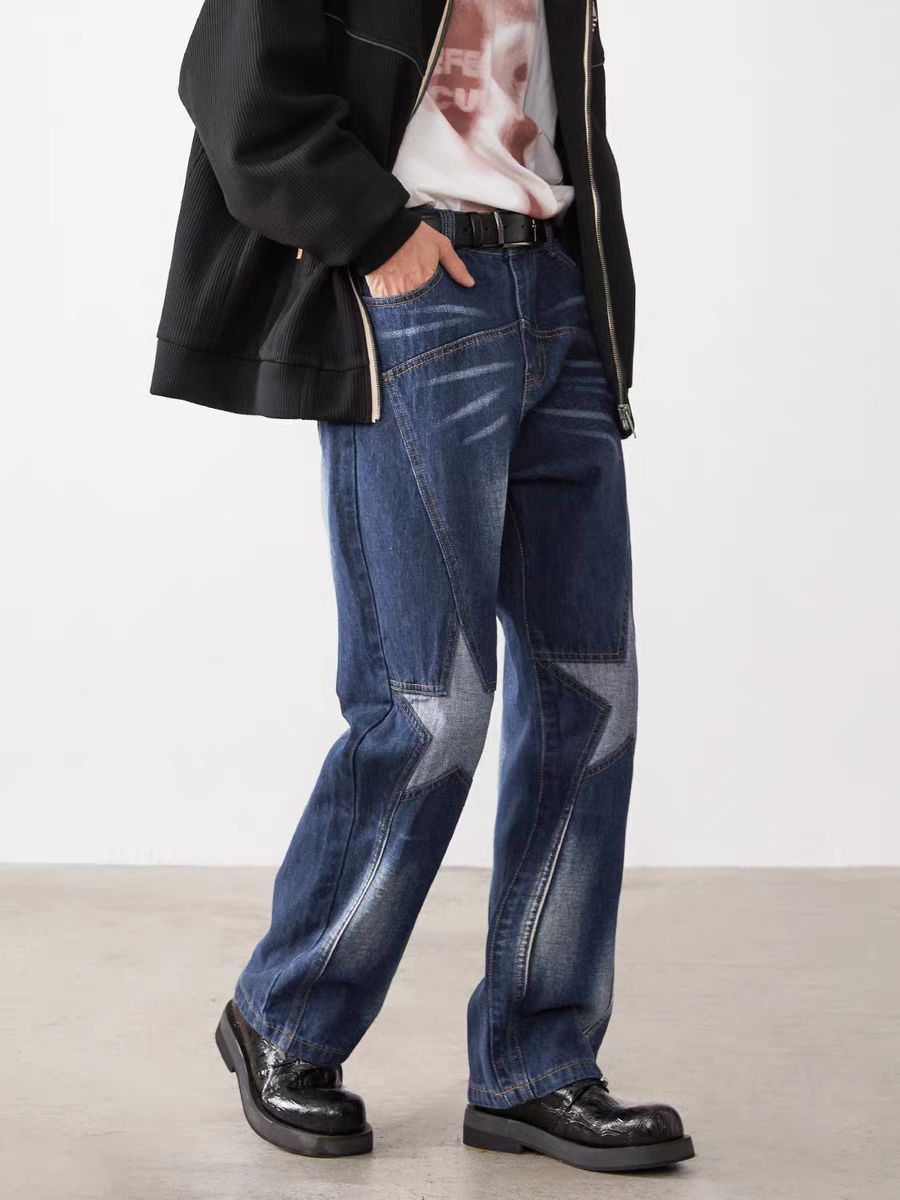 Japanese Brand × Vintage Patchwork pentagram design hip-hop washed baggy jeans Size US 34 / EU 50 - 3 Thumbnail