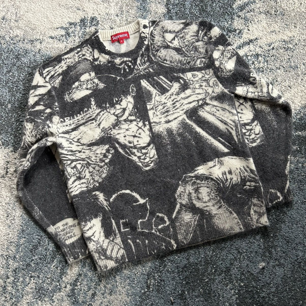 Supreme FALL WiNTER 2021 THE CROW MOHAiR KNiT CREWNECK SWEATER MANGA Size US S / EU 44-46 / 1 - 5 Thumbnail