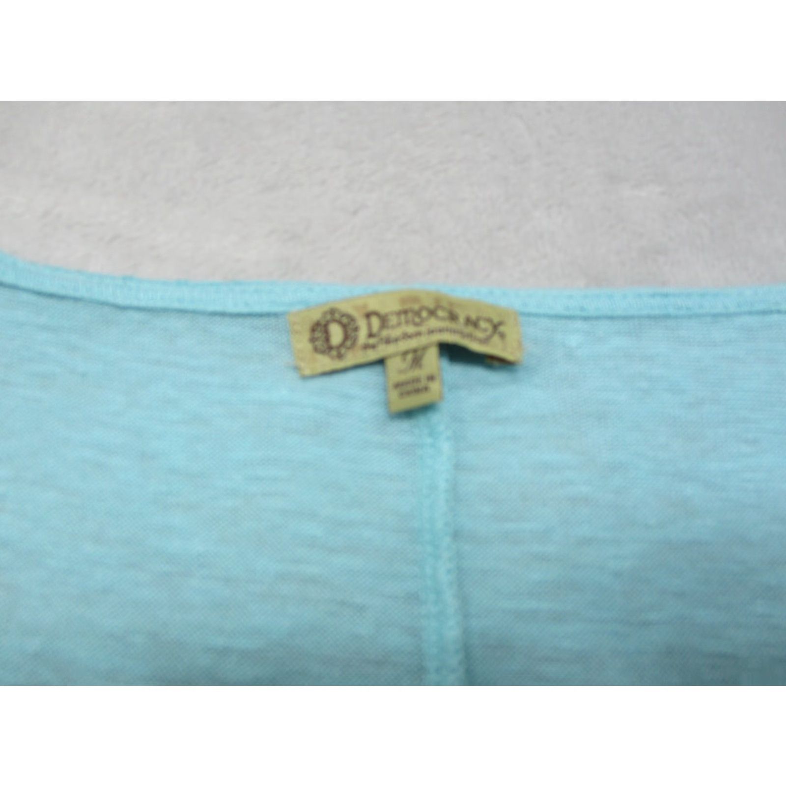 Vintage Democracy Shirt Womens M Medium Green Knit Short Sleeve V-Neck Casual Stretch Size M / US 6-8 / IT 42-44 - 2 Thumbnail