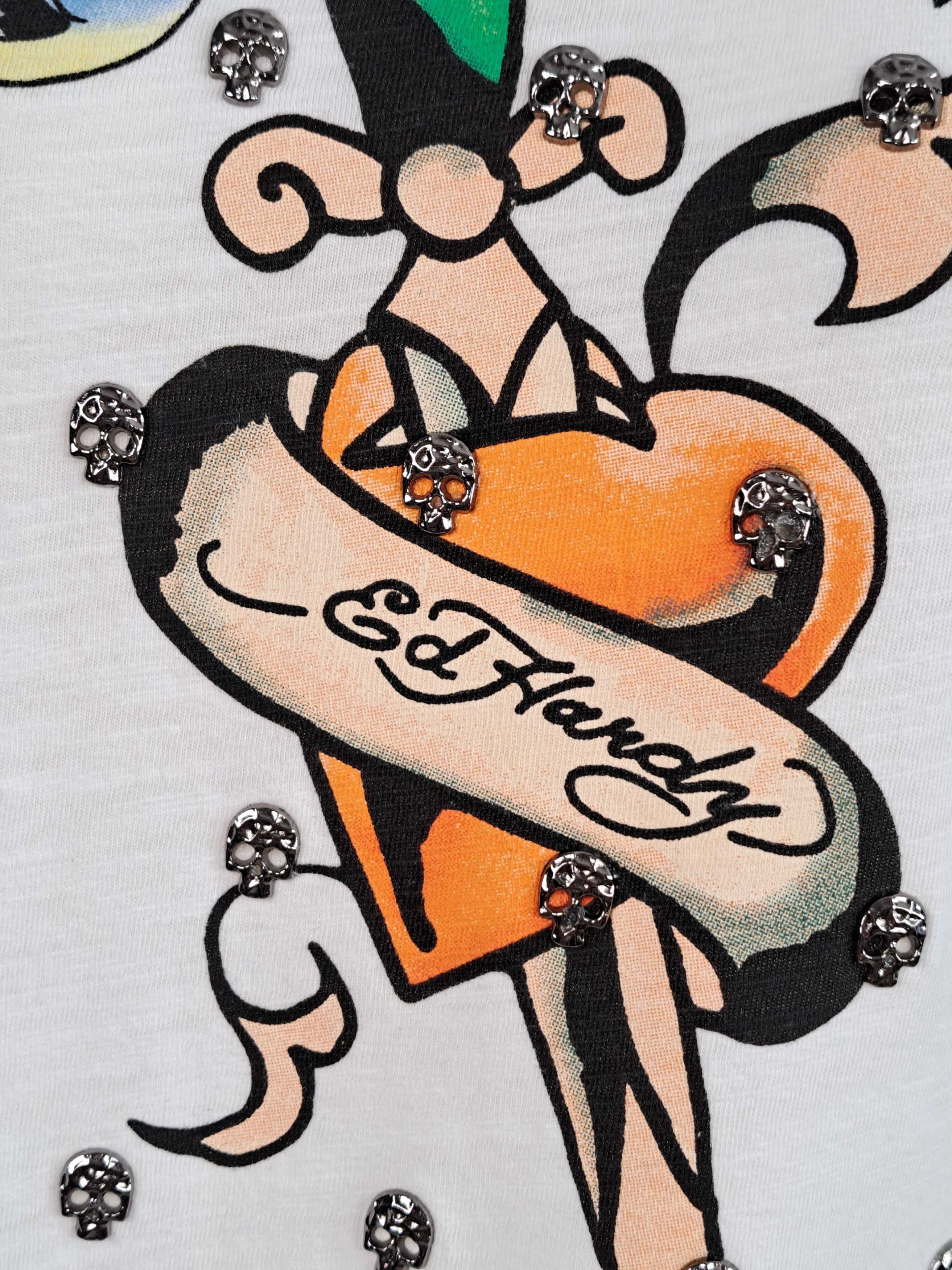Ed Hardy ED HARDY t-shirt with embroidery and metal skulls. Size M / US 6-8 / IT 42-44 - 3 Thumbnail