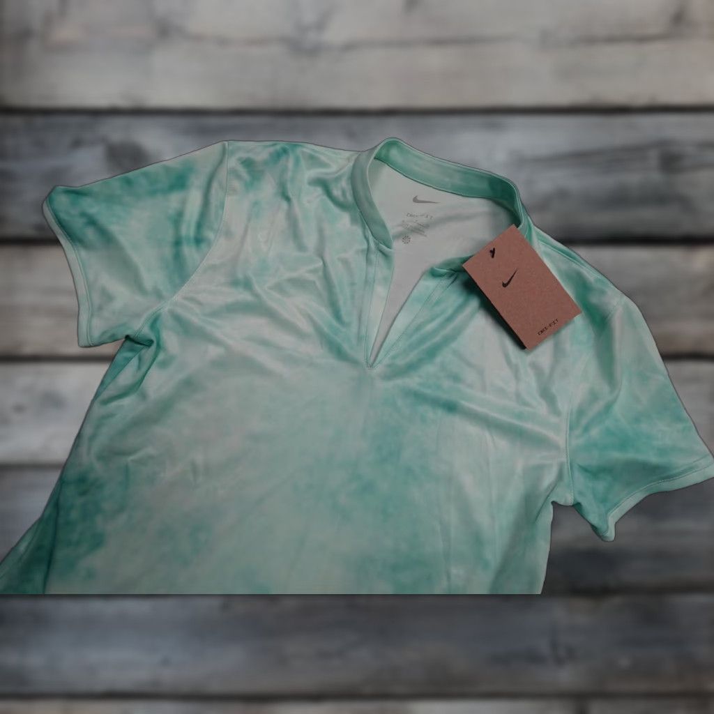 Nike Nike Dri-FIT Polo Womens Small Green Tie Dye Golf Shirt Quick Dry Performance Size S / US 4 / IT 40 - 1 Thumbnail