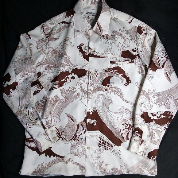 Tori Richard Vintage Tori Richard The Wave Japanese Polyester Disco Shirt Size US L / EU 52-54 / 3 - 2 Thumbnail
