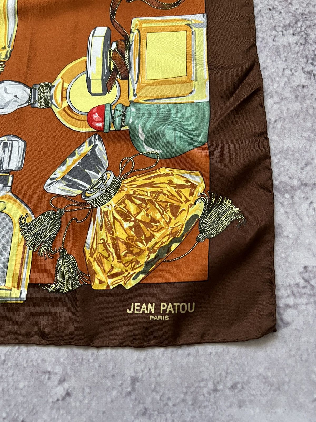 Jean Patou Paris 100% Silk Scarf – Perfume Bottles Print