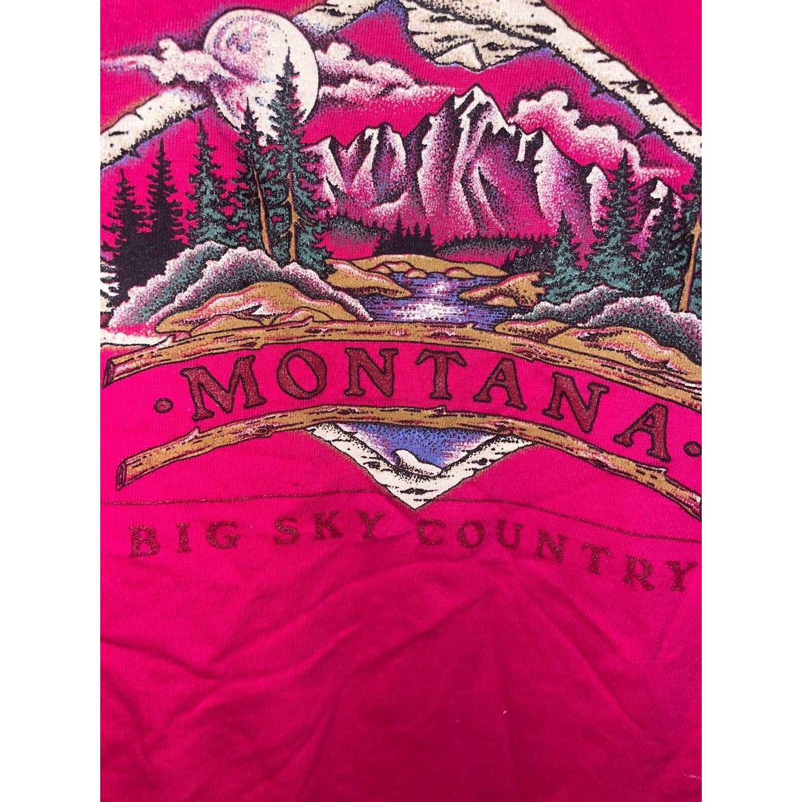 Jerzees Vintage Big Sky Country Shirt Montana Tee USA 90s Pink Large Size US L / EU 52-54 / 3 - 4 Thumbnail