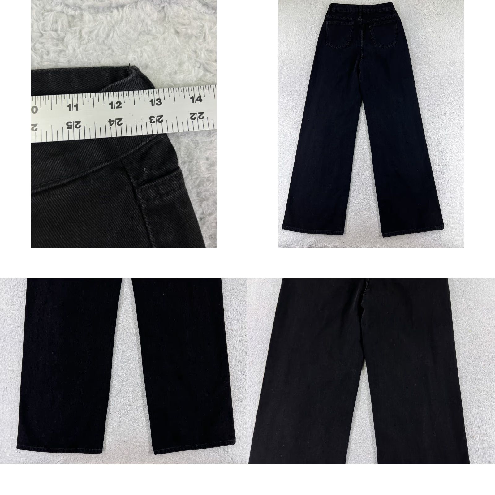 Shein SheIn Jeans Pants Womens XS Black Denim Wide-Leg High Rise 24x33 5-Pocket Design Medium Wash Cotton Cotton Slimming Comfortable 90s? Size 26" / US 2 / IT 38 - 9 Thumbnail