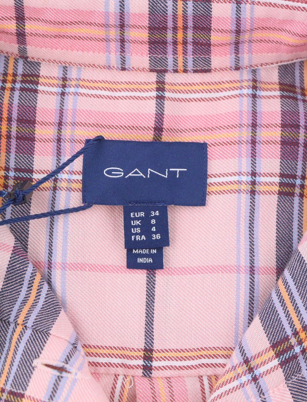 Gant CHECK TWILL EU34 Flannel Button-Up Pink Shirt 84987 Size XS / US 0-2 / IT 36-38 - 6 Thumbnail