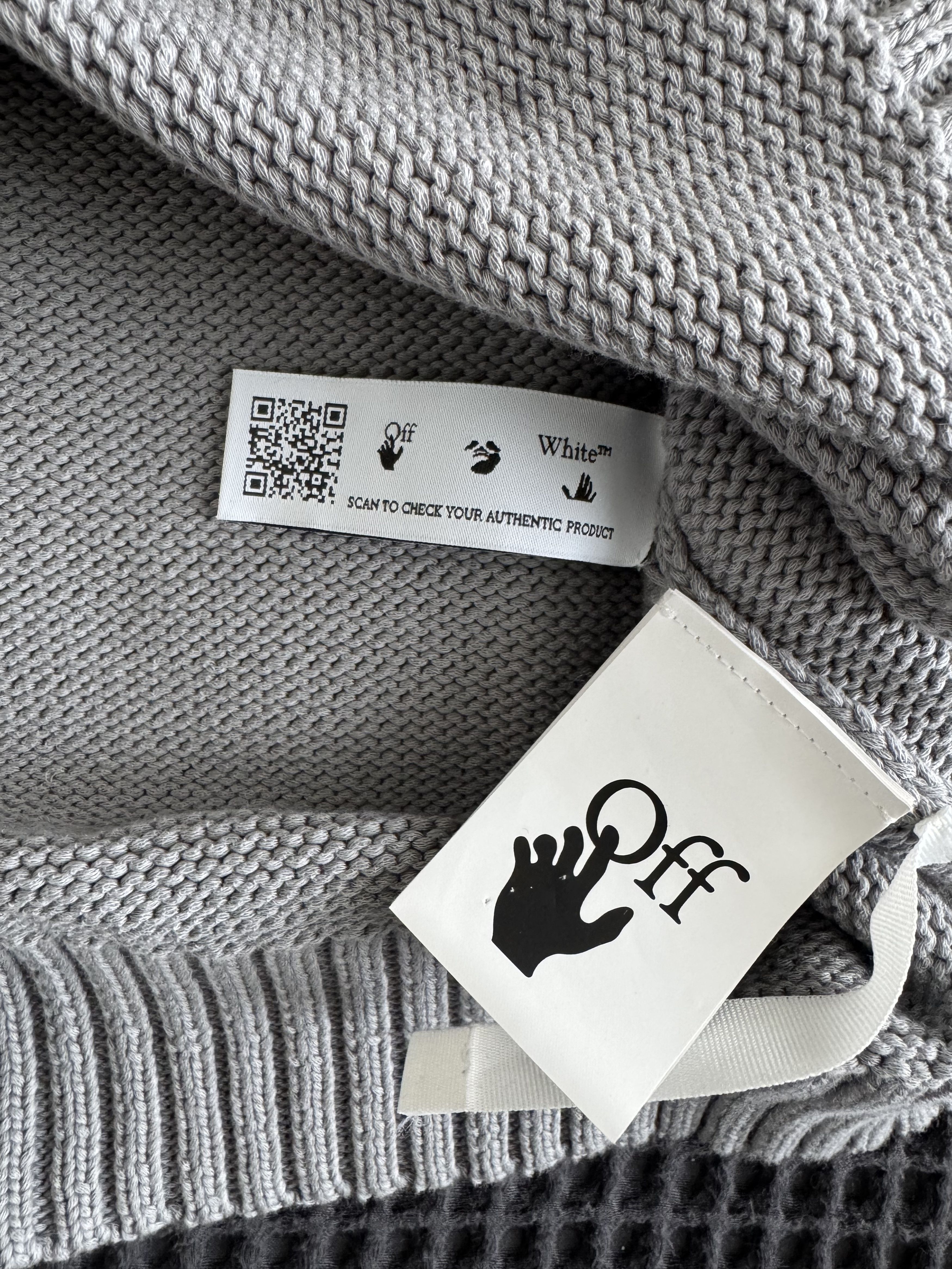 Off-White Off-White Diag Outline Knit Crewneck 'Medium Grey/Black' Size US M / EU 48-50 / 2 - 5 Thumbnail