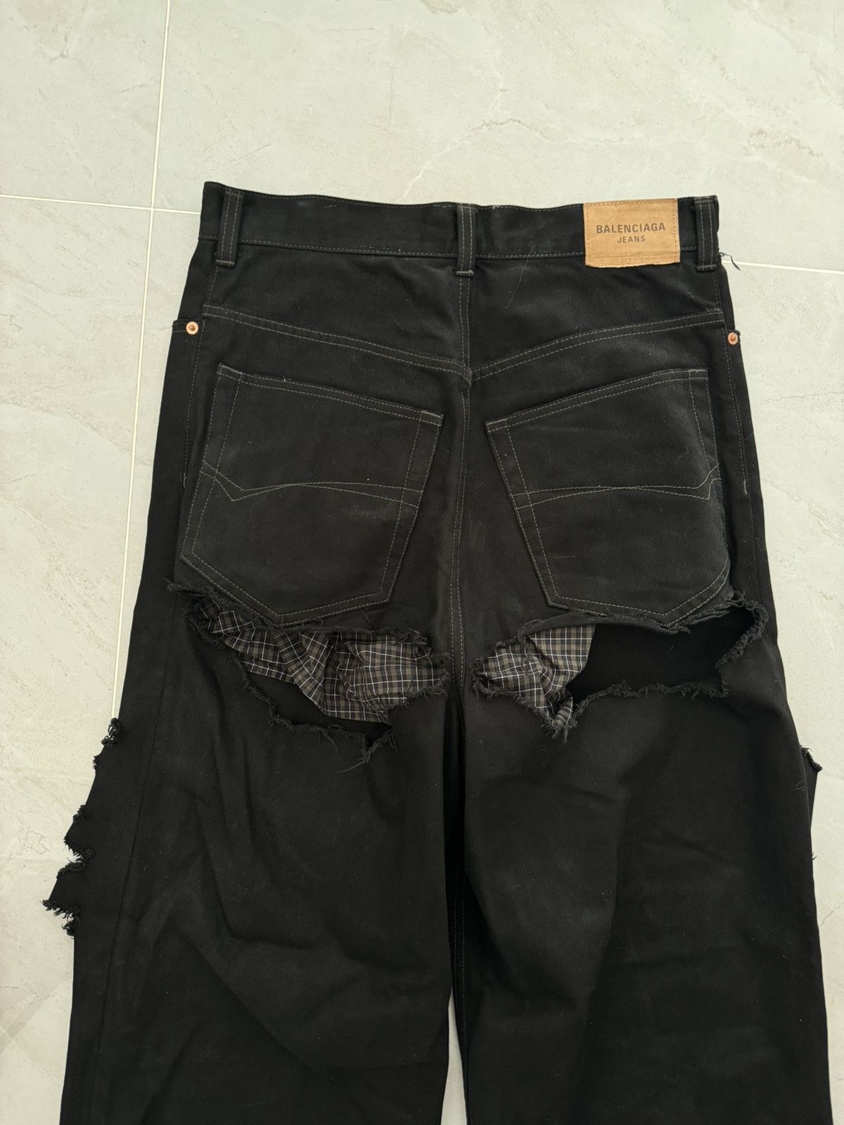 Balenciaga *RARE* RUNWAY BLACK TORN DENIM Sz. S Size US 32 / EU 48 - 7 Thumbnail