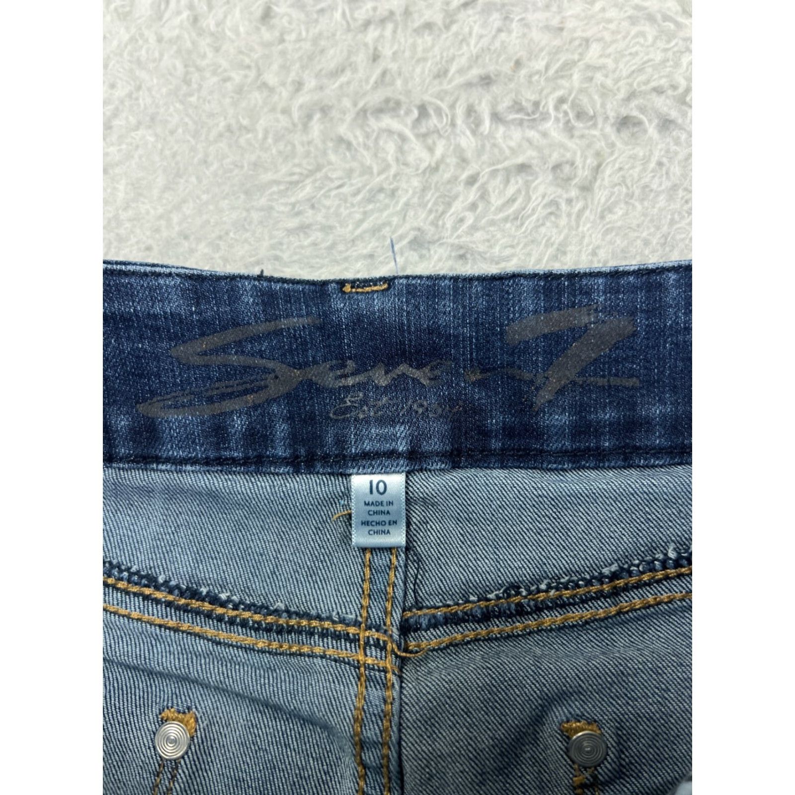 Vintage Seven7 Women's Skinny Jeans Medium Wash Blue Denim Tapered Mid Rise Embroidered 10 Size 32" / US 10 / IT 46 - 6 Thumbnail