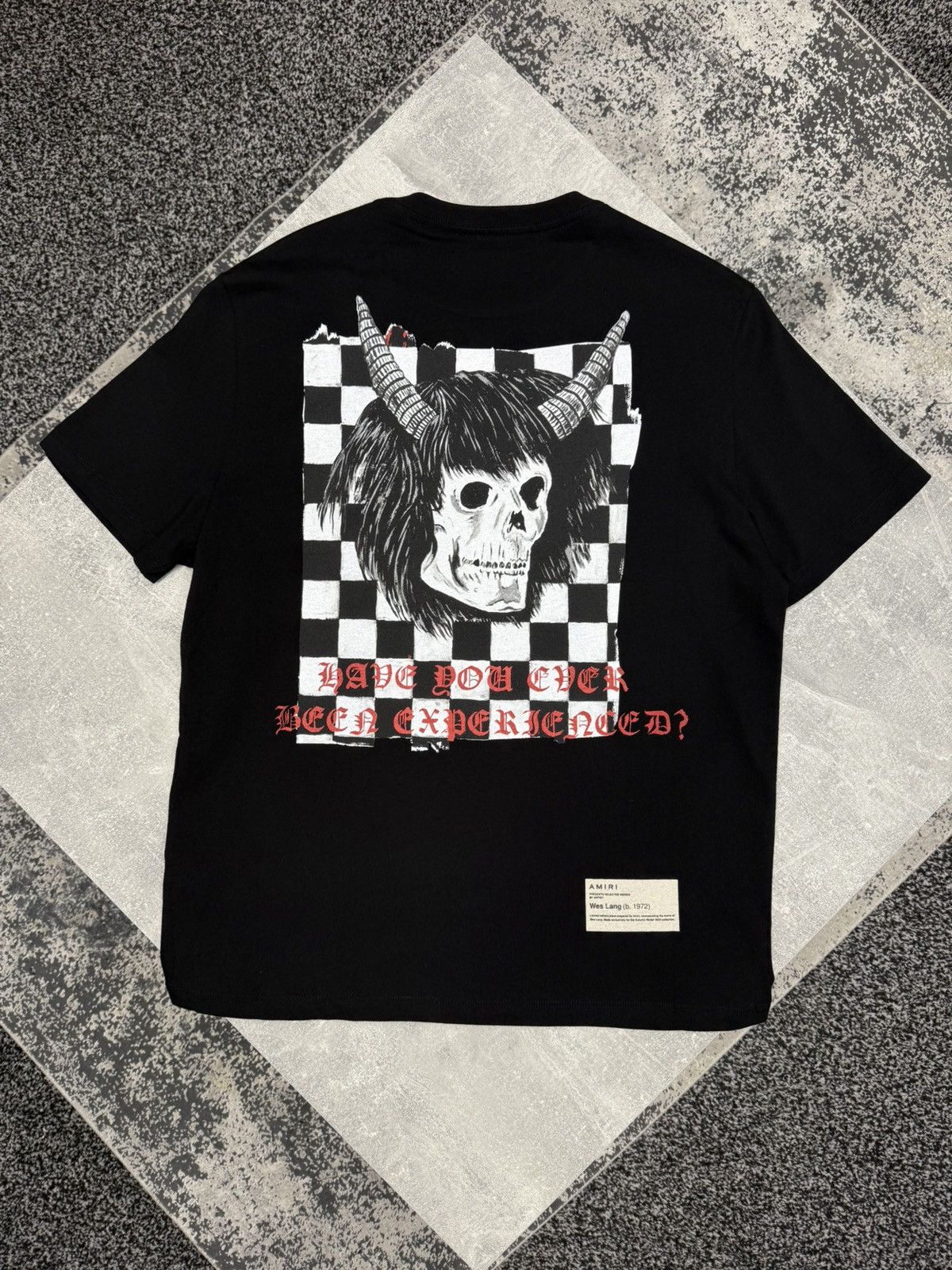 Amiri × Wes Lang Checked Skull Tee Black. BNWT. RRP £590 Size US M / EU 48-50 / 2 - 2 Thumbnail