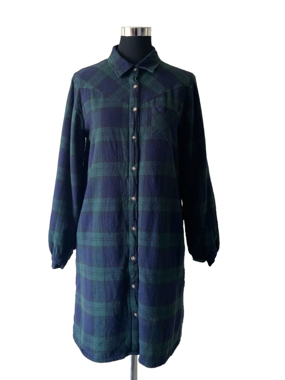 image of Vintage Blue Strive Blouse in Checkered, Women's (Size Medium)