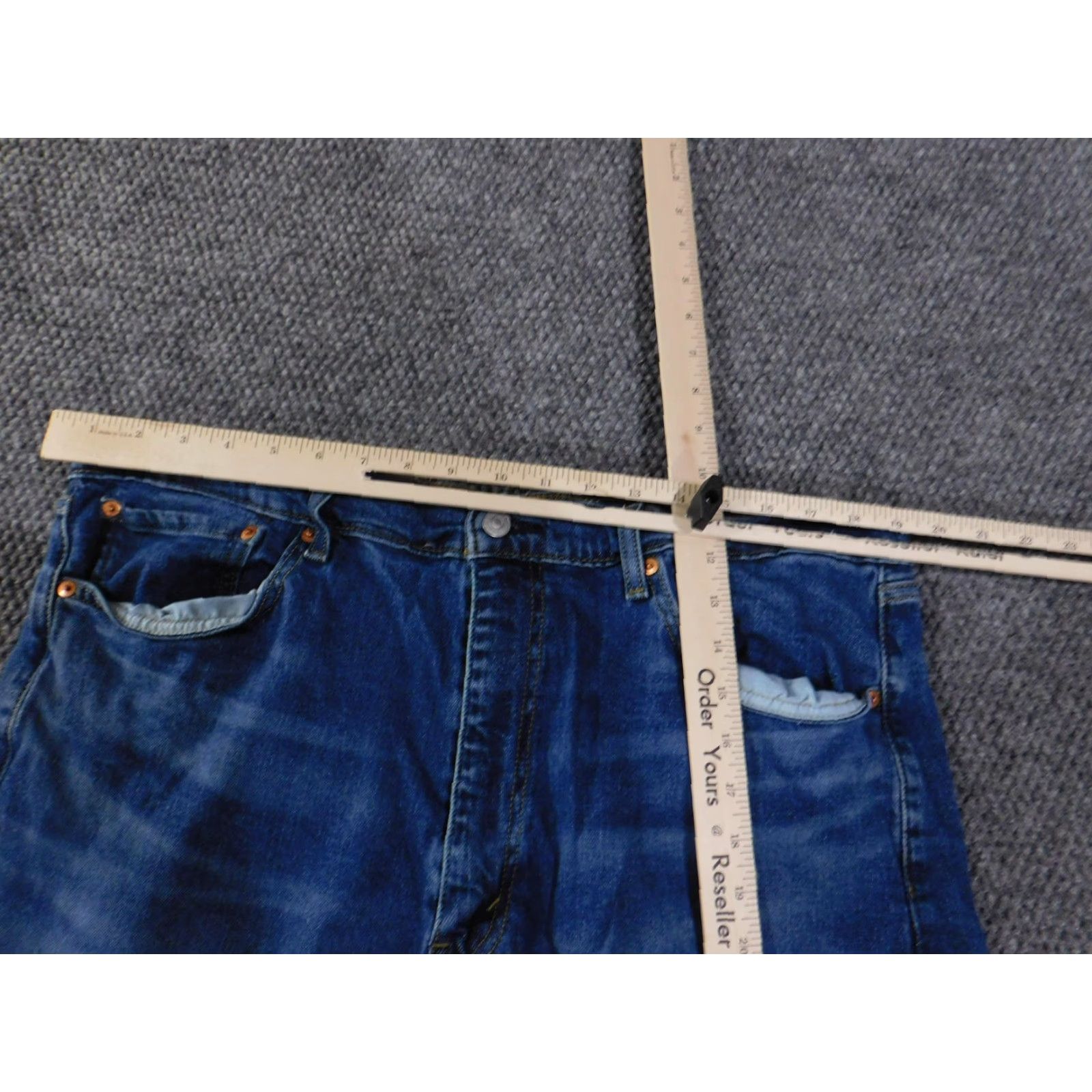 Levi's Levi's Jeans Mens 40x30 Blue Straight Leg Stretch Denim 5-Pocket Zip Fly Rivets Size US 40 / EU 56 - 3 Thumbnail