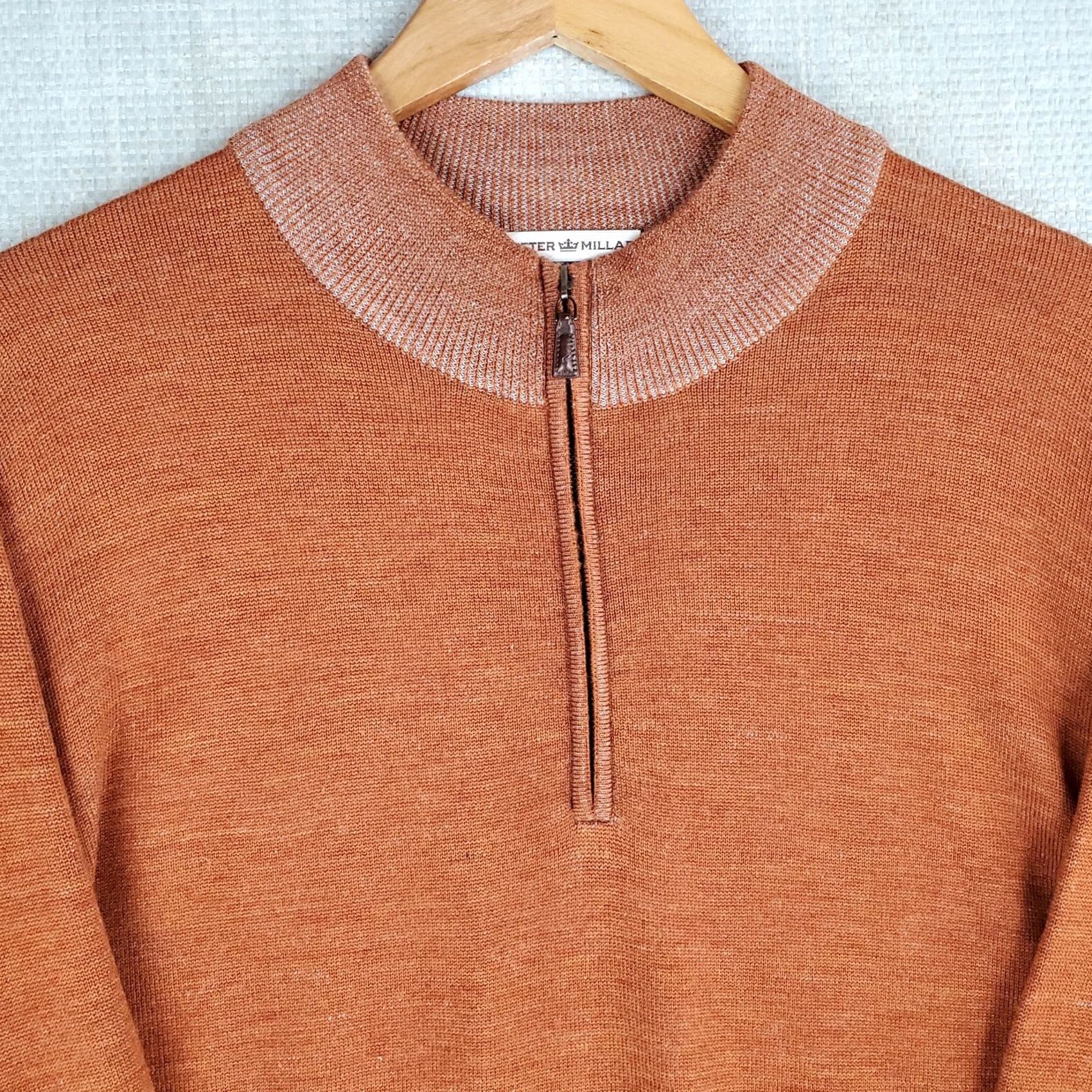 Peter Millar Peter Millar 100% Extrafine Merino Wool 1/4 Zip Sweater XL Pullover Burnt Orange Golf Mens Size US XL / EU 56 / 4 - 3 Thumbnail
