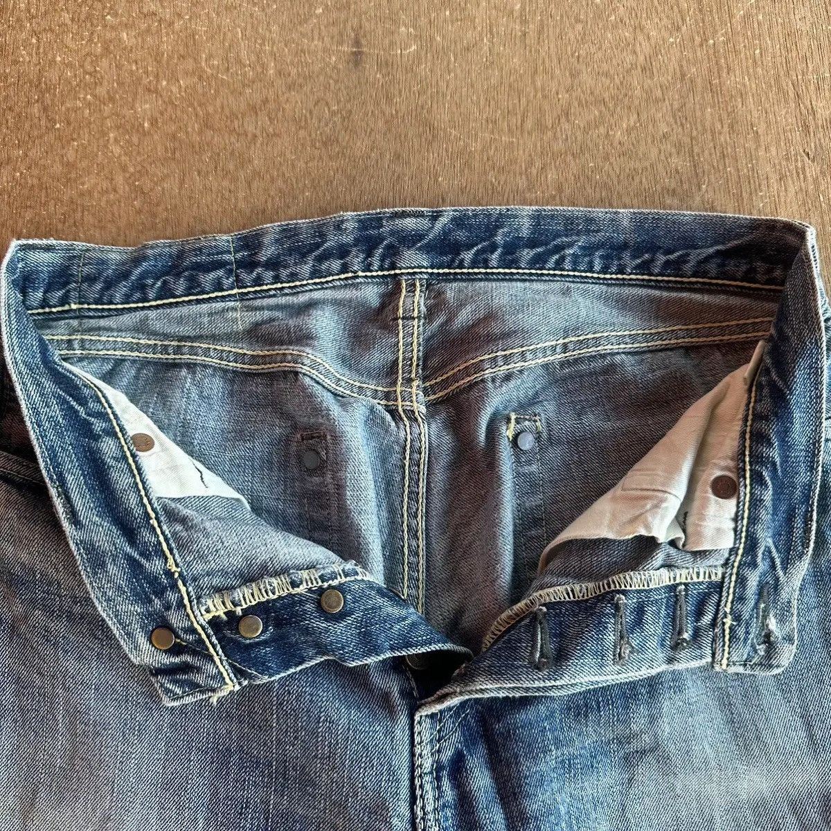 The Flat Head THE FLAT HEAD 18oz DENIM SELVEDGE/REDLINE DISTRESSED PANTS Size US 30 / EU 46 - 12 Thumbnail