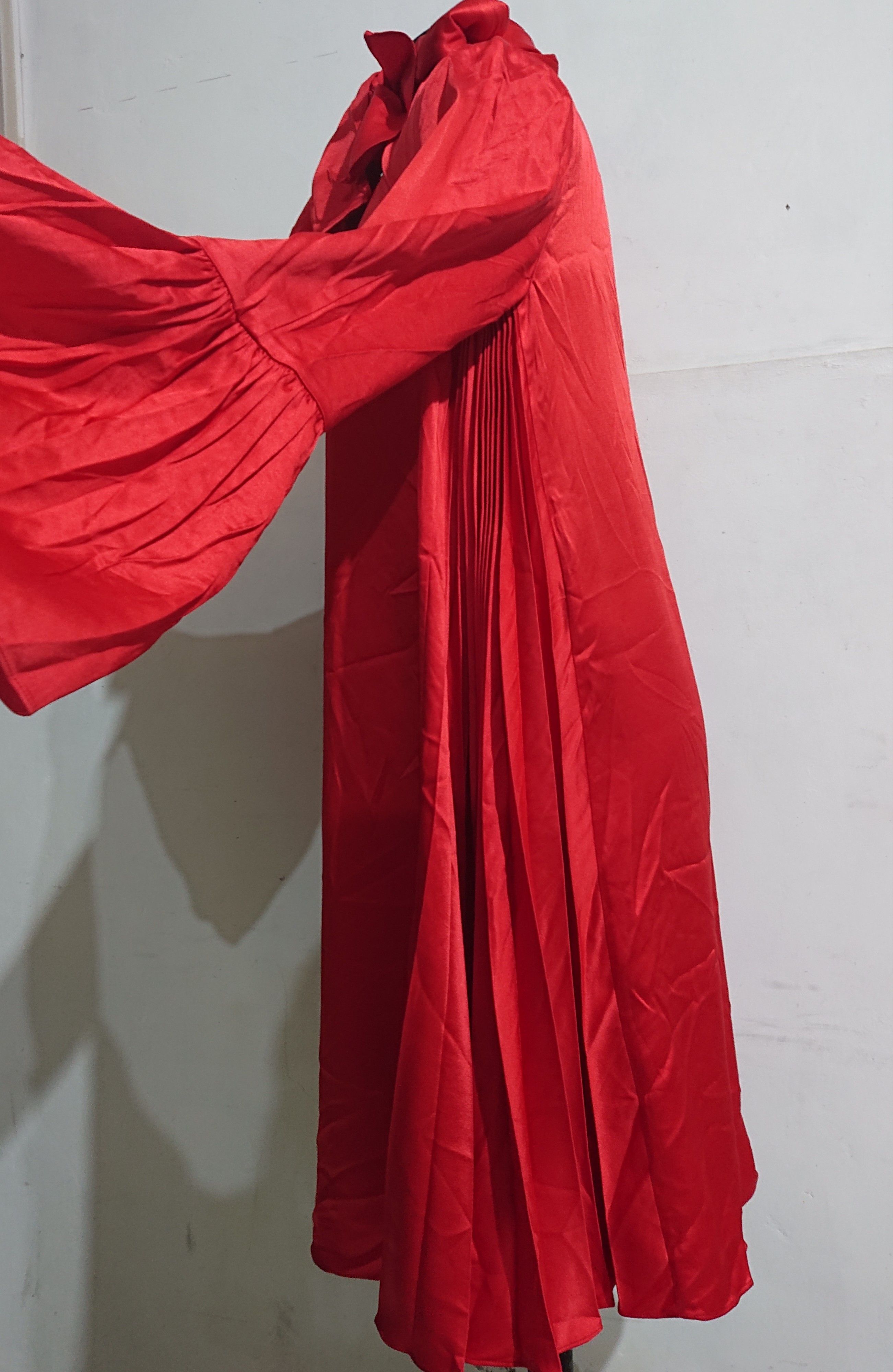 Fendi FENDI Pleat-side Tie-neck Satin Mini Dress In Red Size M / US 6-8 / IT 42-44 - 5 Thumbnail