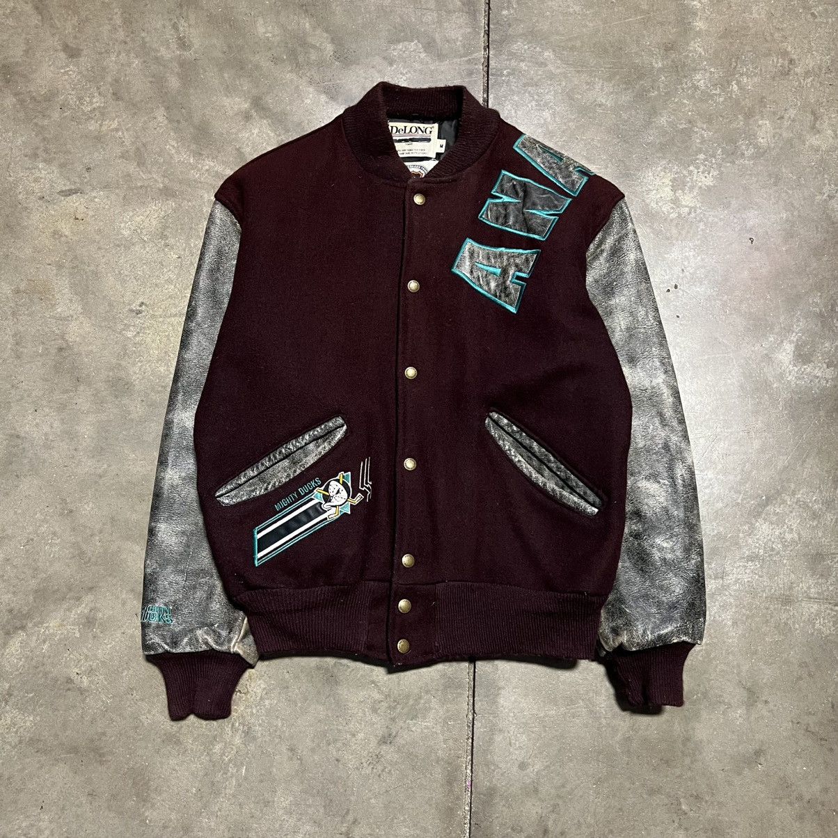 NHL Vintage 90s Anaheim Mighty Ducks Varsity Bomber Jacket USA Size US M / EU 48-50 / 2 - 1 Thumbnail