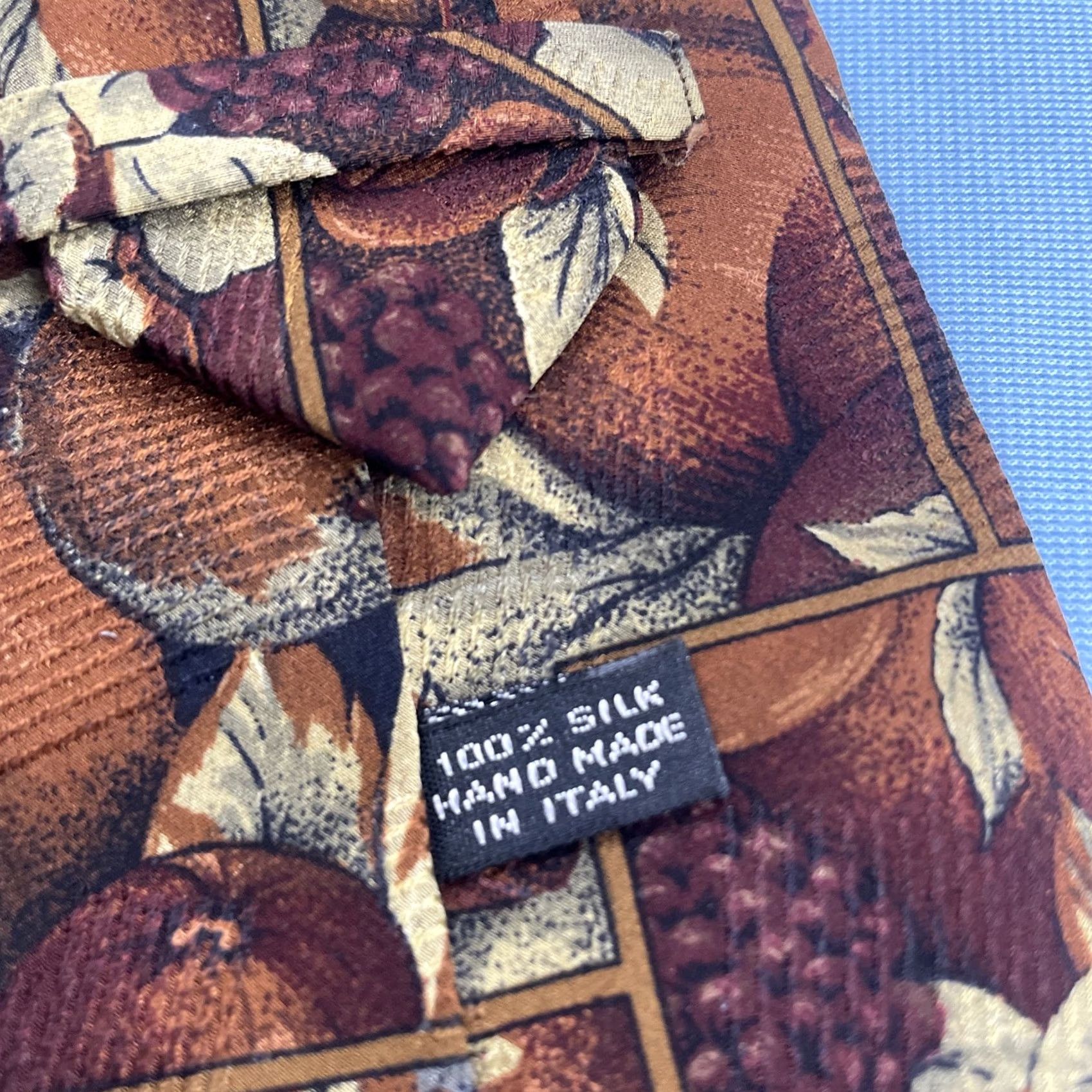Vintage VINTAGE Necktie LDM Italy Silk Baroque Grapes Figs Pears Wedding Brown Red 4x59 Men Tie Size ONE SIZE - 6 Thumbnail