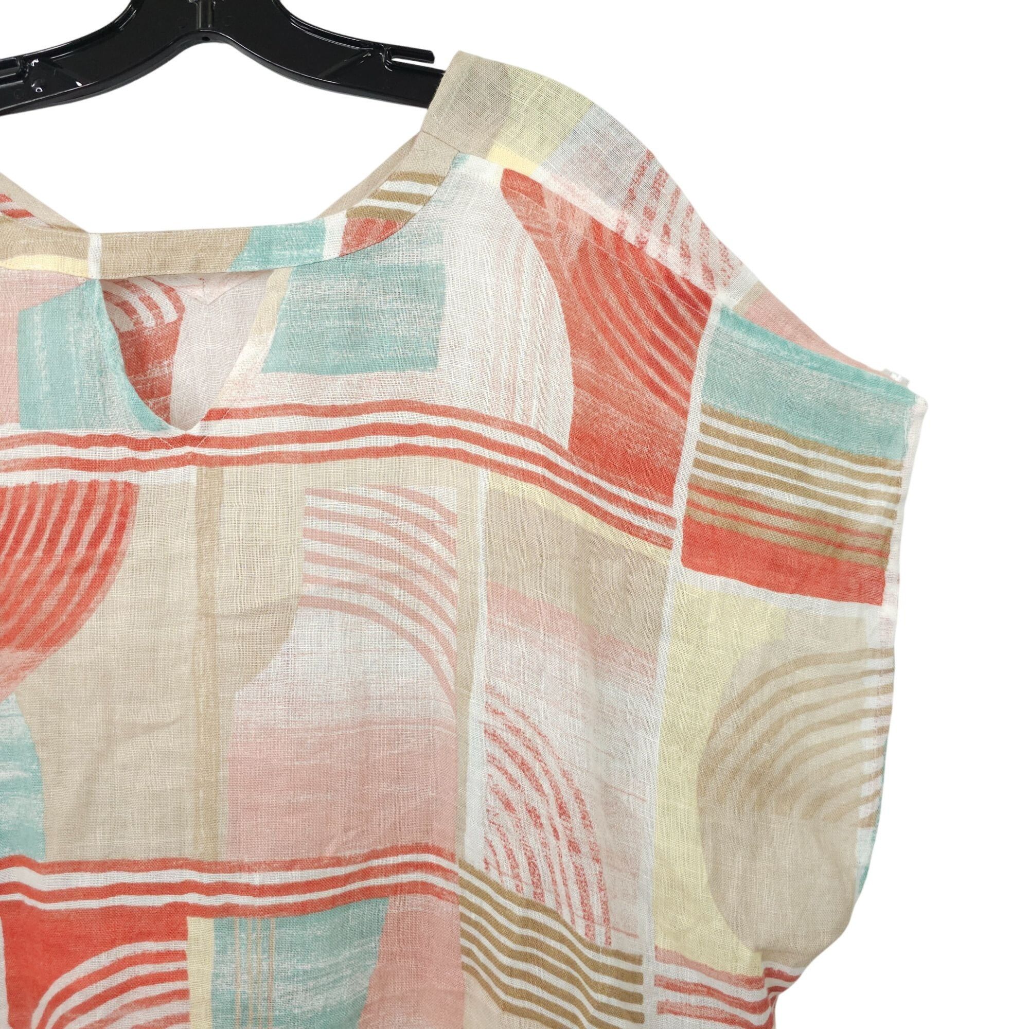 Chicos Chicos Linen Poncho Blouse Womens Size S/M Geometric Keyhole Size S / US 4 / IT 40 - 14 Thumbnail