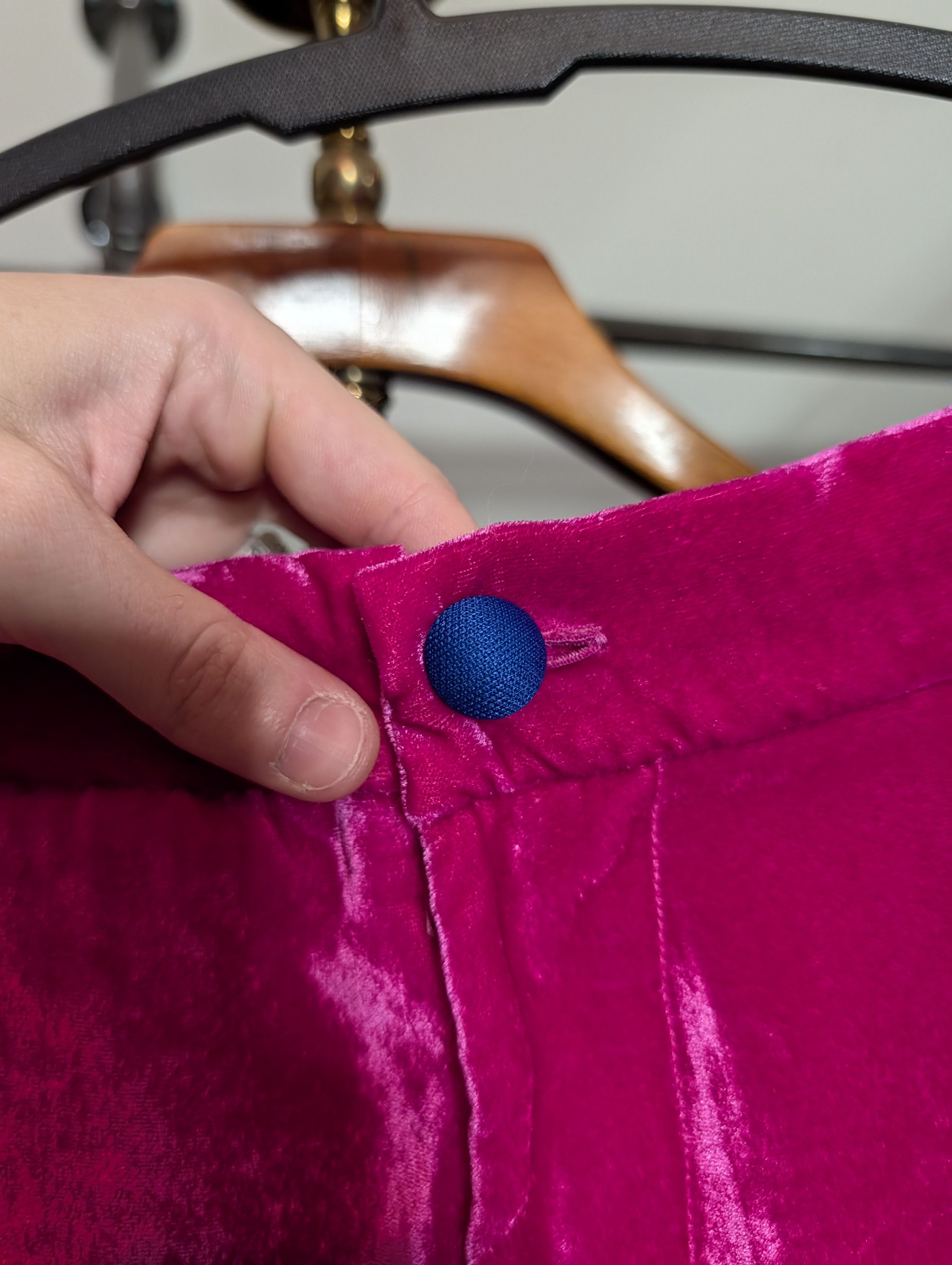 Cout de la Liberte MEMBERS OF THE RAGE Velvet Fuscia Flared Patch Pants Size US 30 / EU 46 - 6 Thumbnail