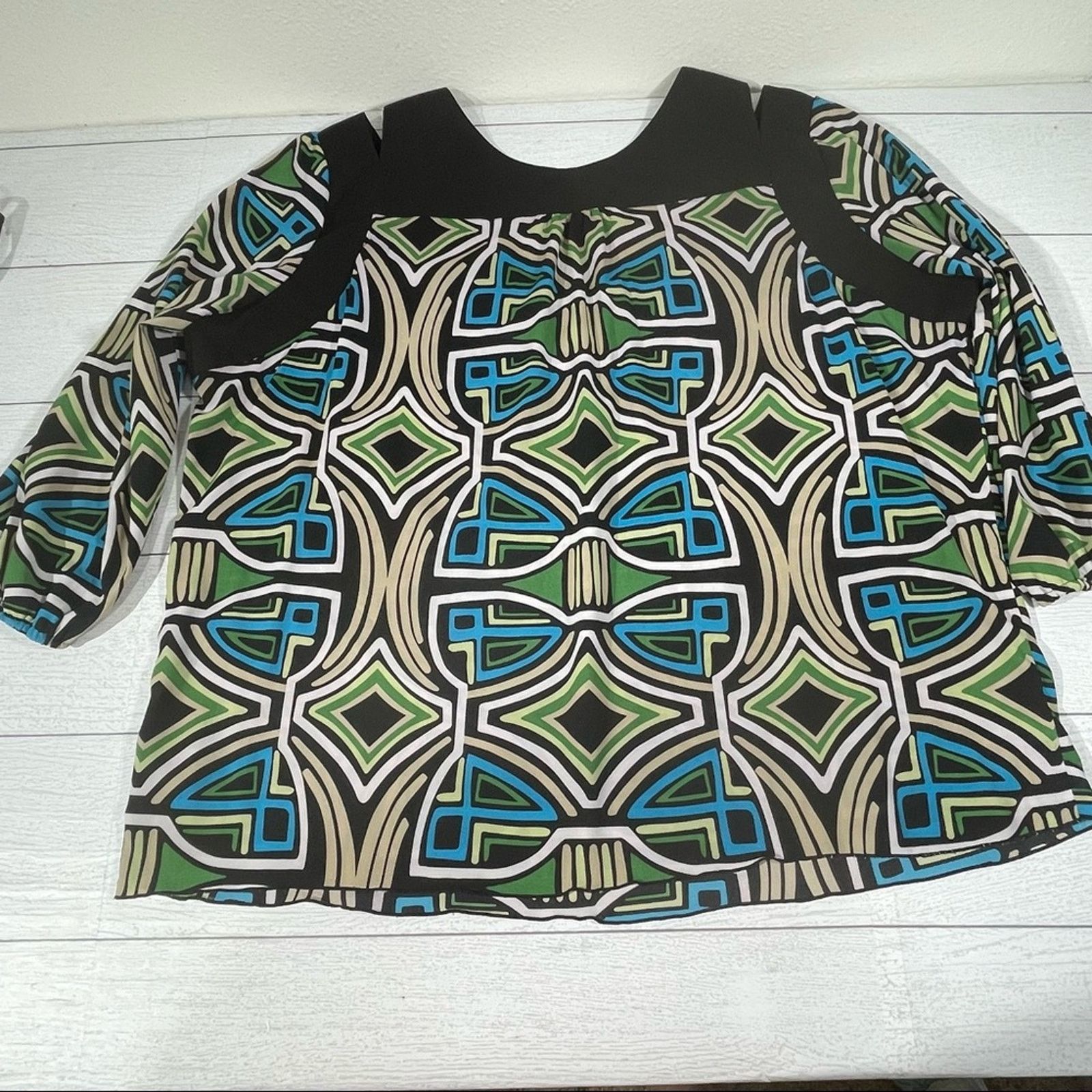 Other JW Black Cut Out Shoulder 3/4 Sleeve Retro Design Shirt XL Size XL / US 12-14 / IT 48-50 - 12 Thumbnail