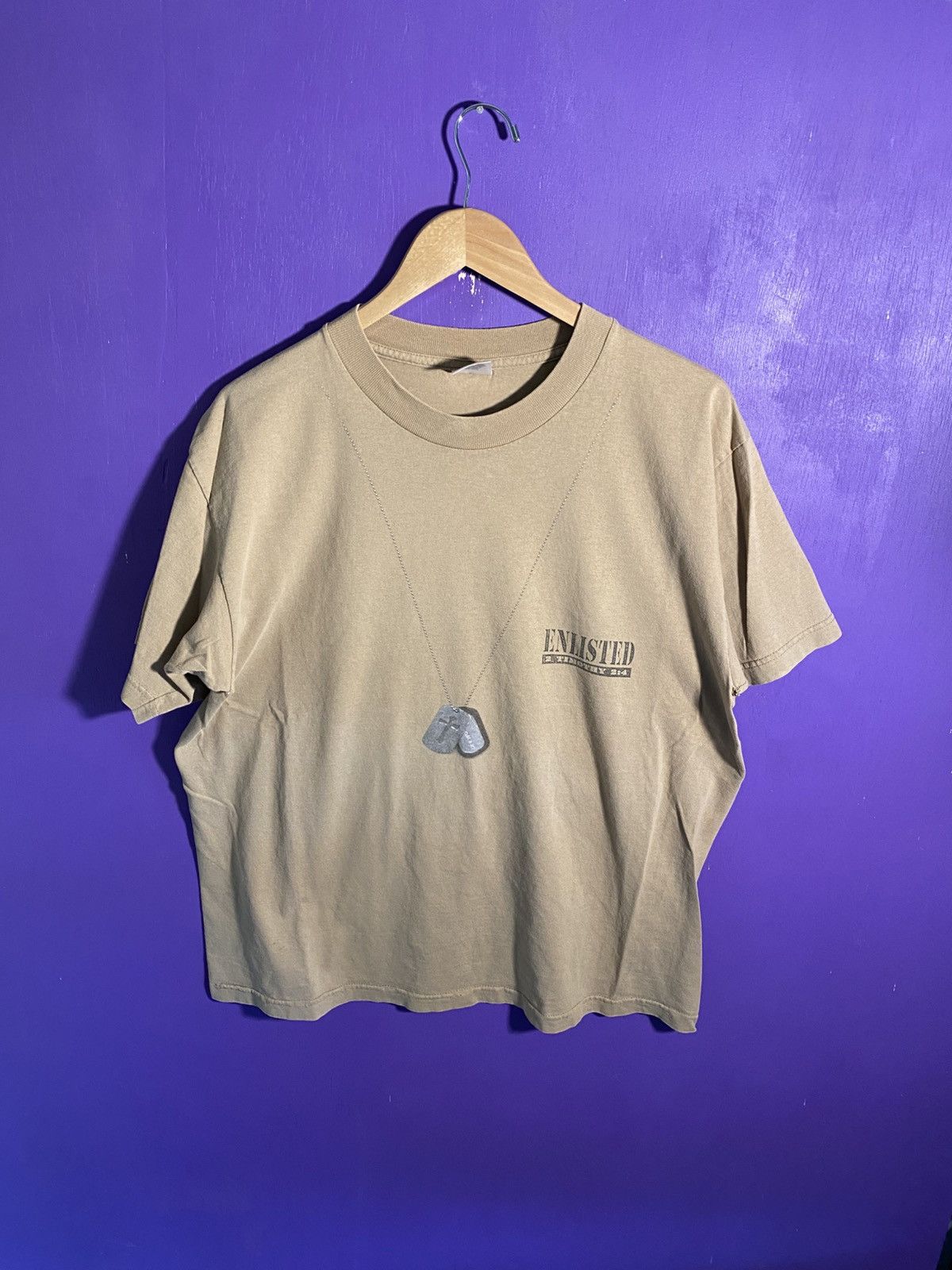 Vintage 90s Enlisted Dog tags Jesus tee