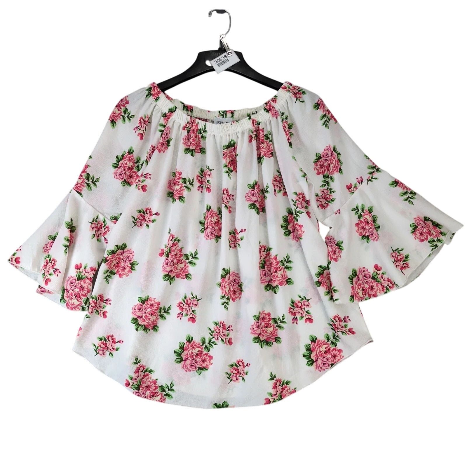 Other NWT One More Thyme Pink Roses White Blouse Women's Plus 3X Size 3XL / US 20-22 - 1 Thumbnail