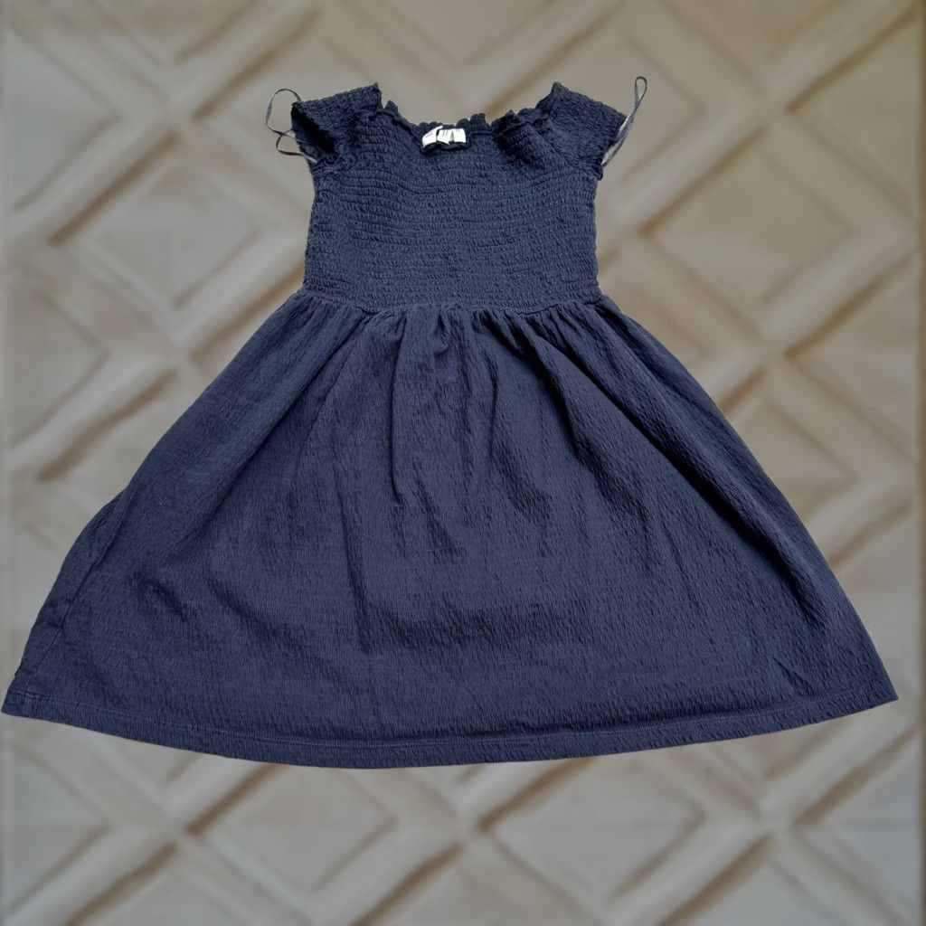 Vintage Roxy Off the Shoulder Smocked A-Line Mini Dress Womens XS Navy Blue Stretch Casual Size XS / US 0-2 / IT 36-38 - 1 Thumbnail