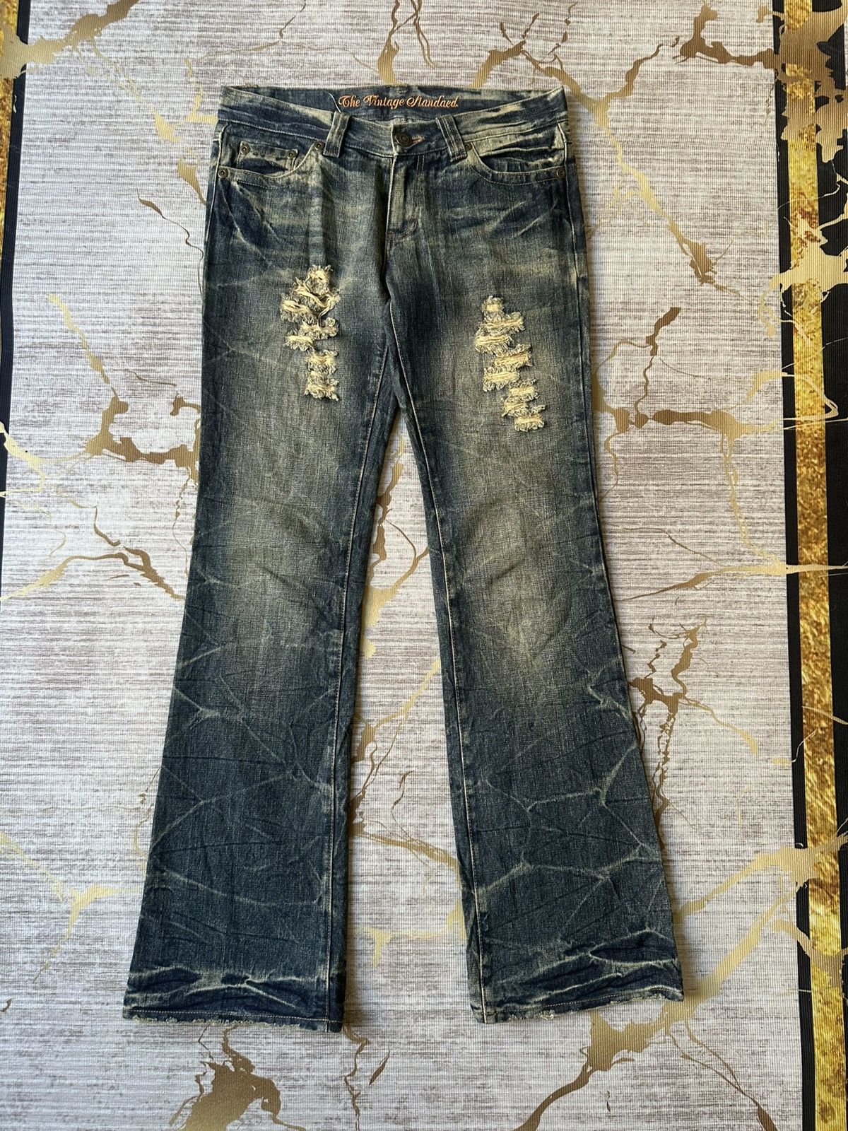 Tornado Mart FLARE Sky Bomber Distressed Claw Marks Design Denim Size US 31 - 3 Thumbnail